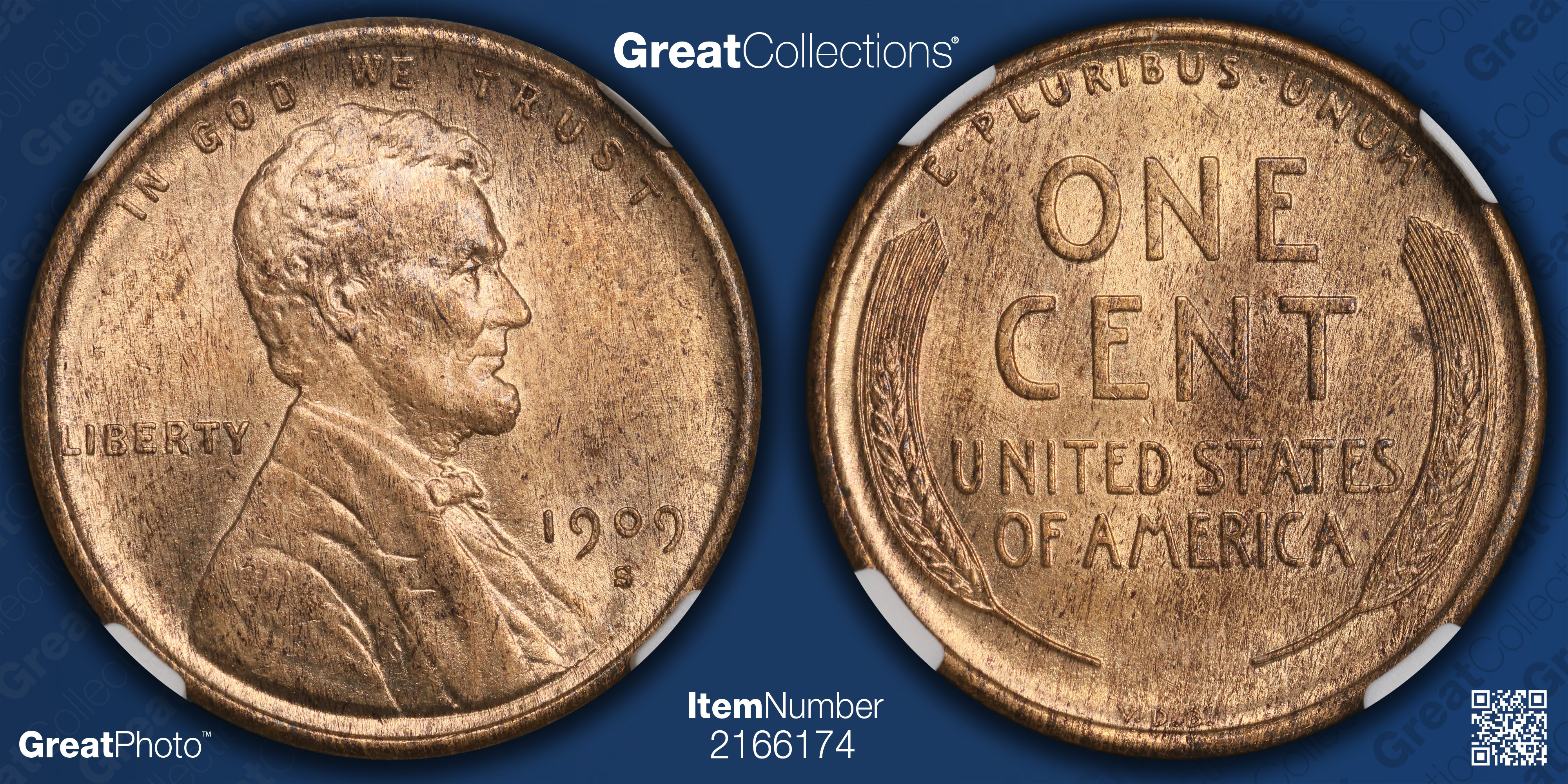 1909-S Lincoln Cent V.D.B. NGC MS-63 RB (Item 2166174