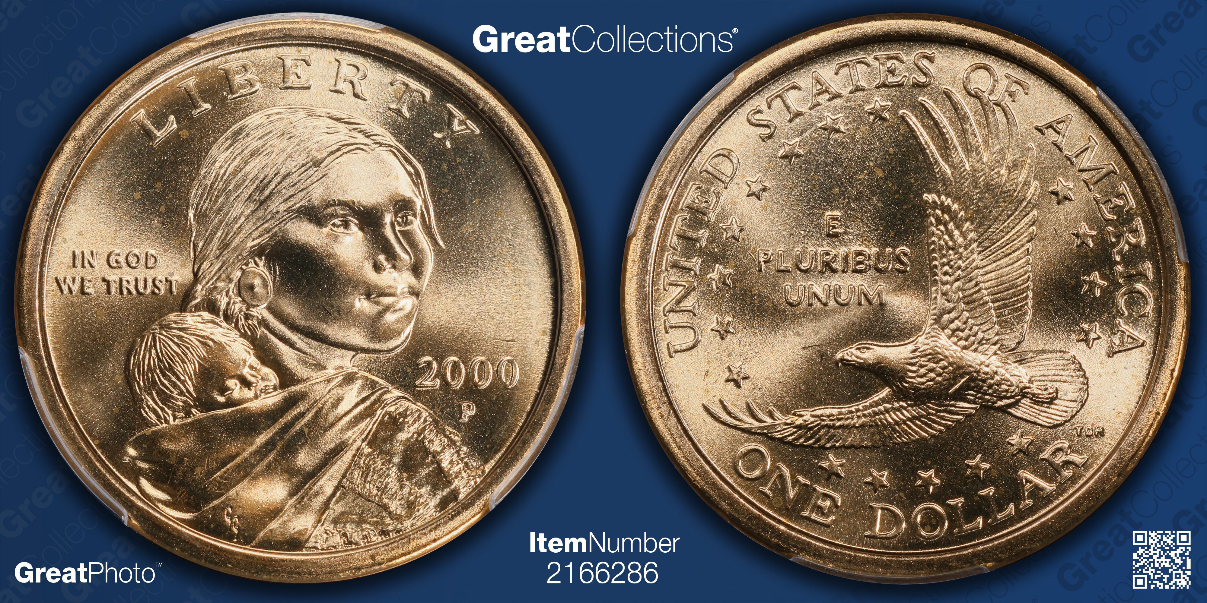 【PCGS MS66／POP1】1999年 ポルトガル 200エスクード626 2000-P Sacagawea Dollar Wounded Eagle FS-901 PCGS MS-67 (Item