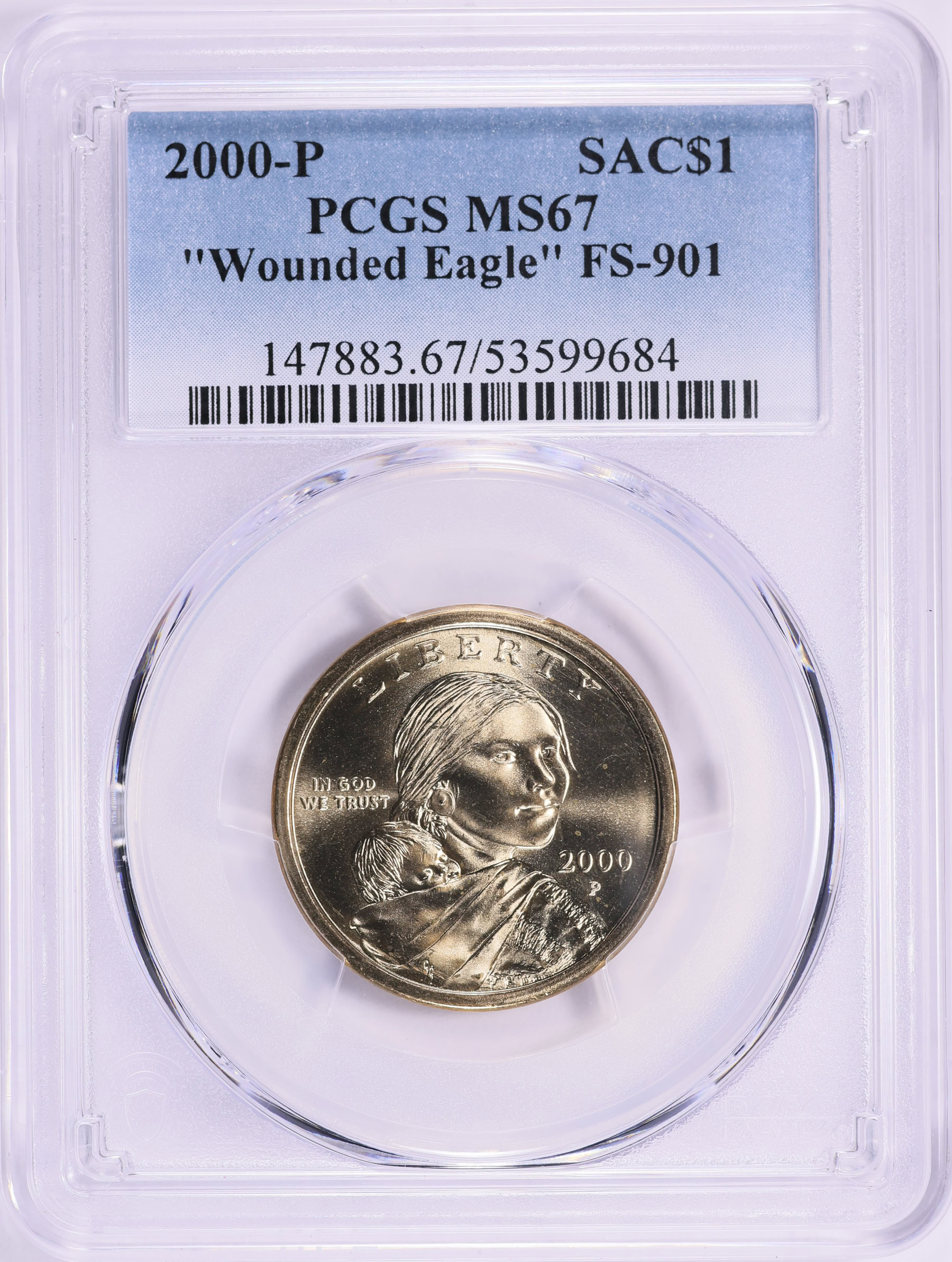 2000-P Sacagawea Dollar Wounded Eagle FS-901 PCGS MS-67 (Item