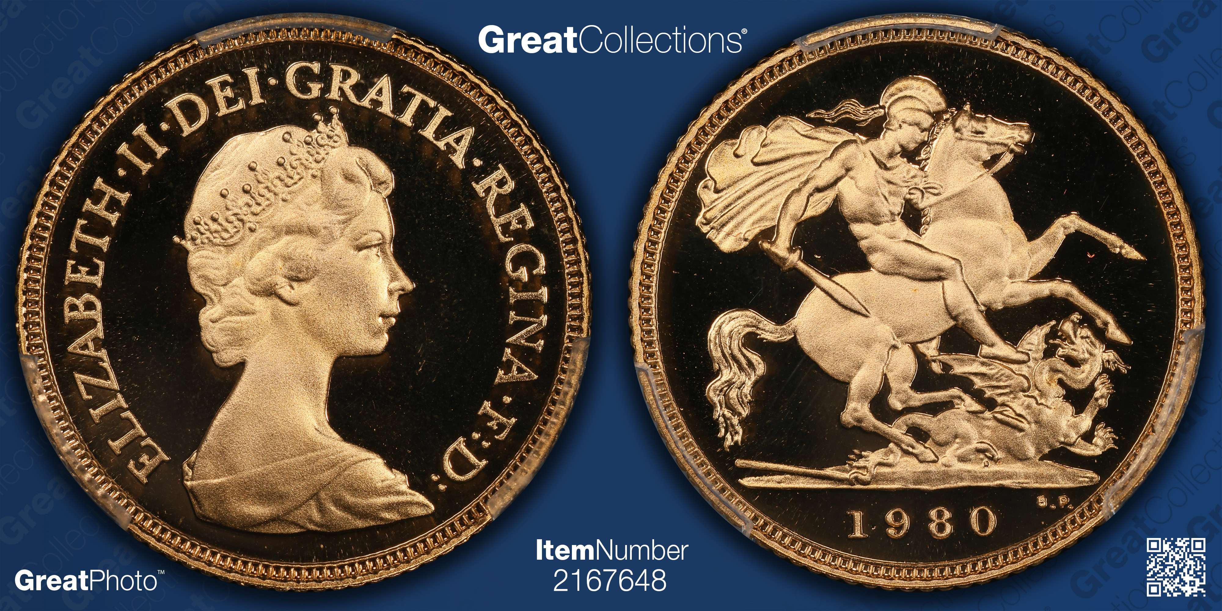 Great Britain 1980 Gold 1/2 Sovereign St. George KM-922 PCGS Proof
