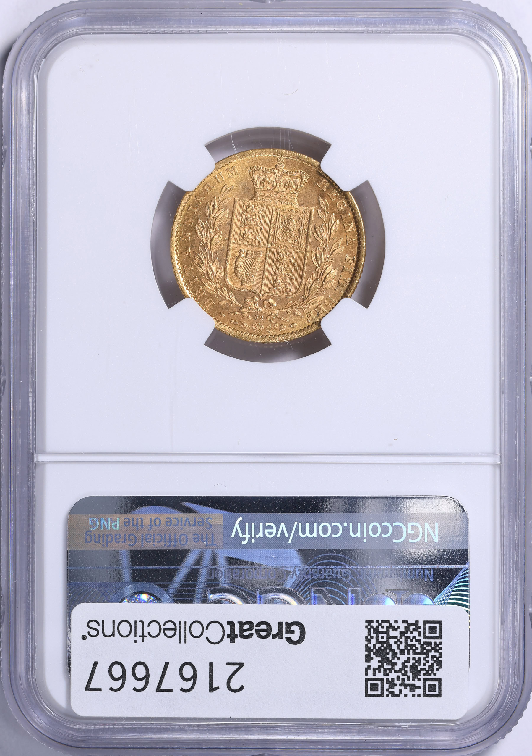 Great Britain 1871 Gold Sovereign Shield KM-752 NGC MS-65 (AGW