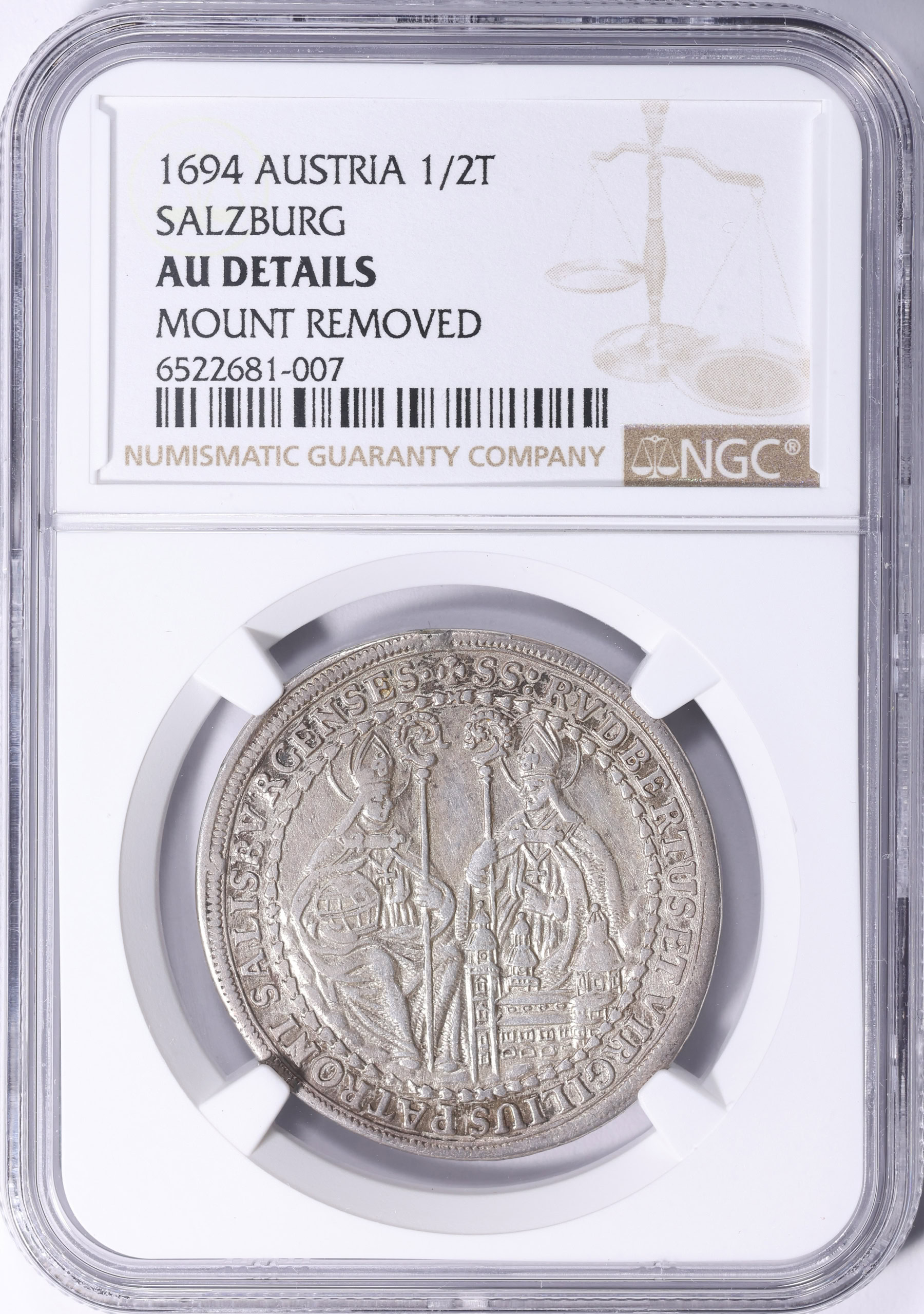 Austria - Salzburg 1694 Silver 1/2 Thaler KM-253 NGC AU Details