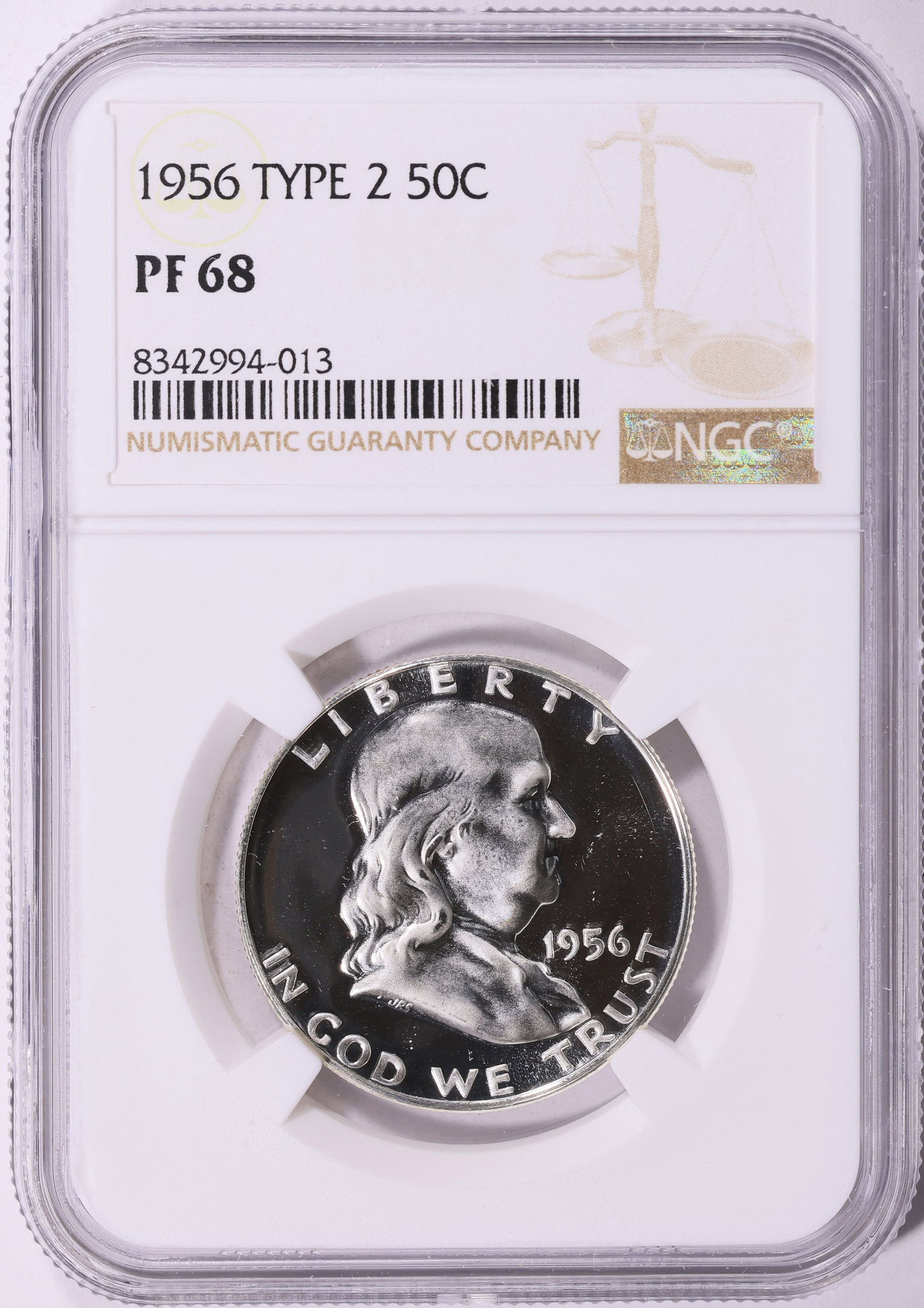 1956 Franklin Half Dollar Type 2 NGC Proof-68 (Item 2170985