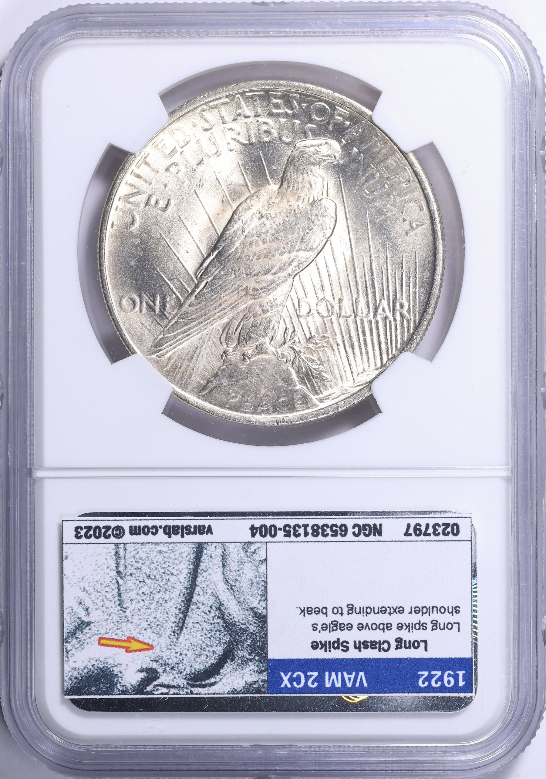 1922 Peace Silver Dollar NGC MS-64 (VSS VAM-2CX) | NGC Cert