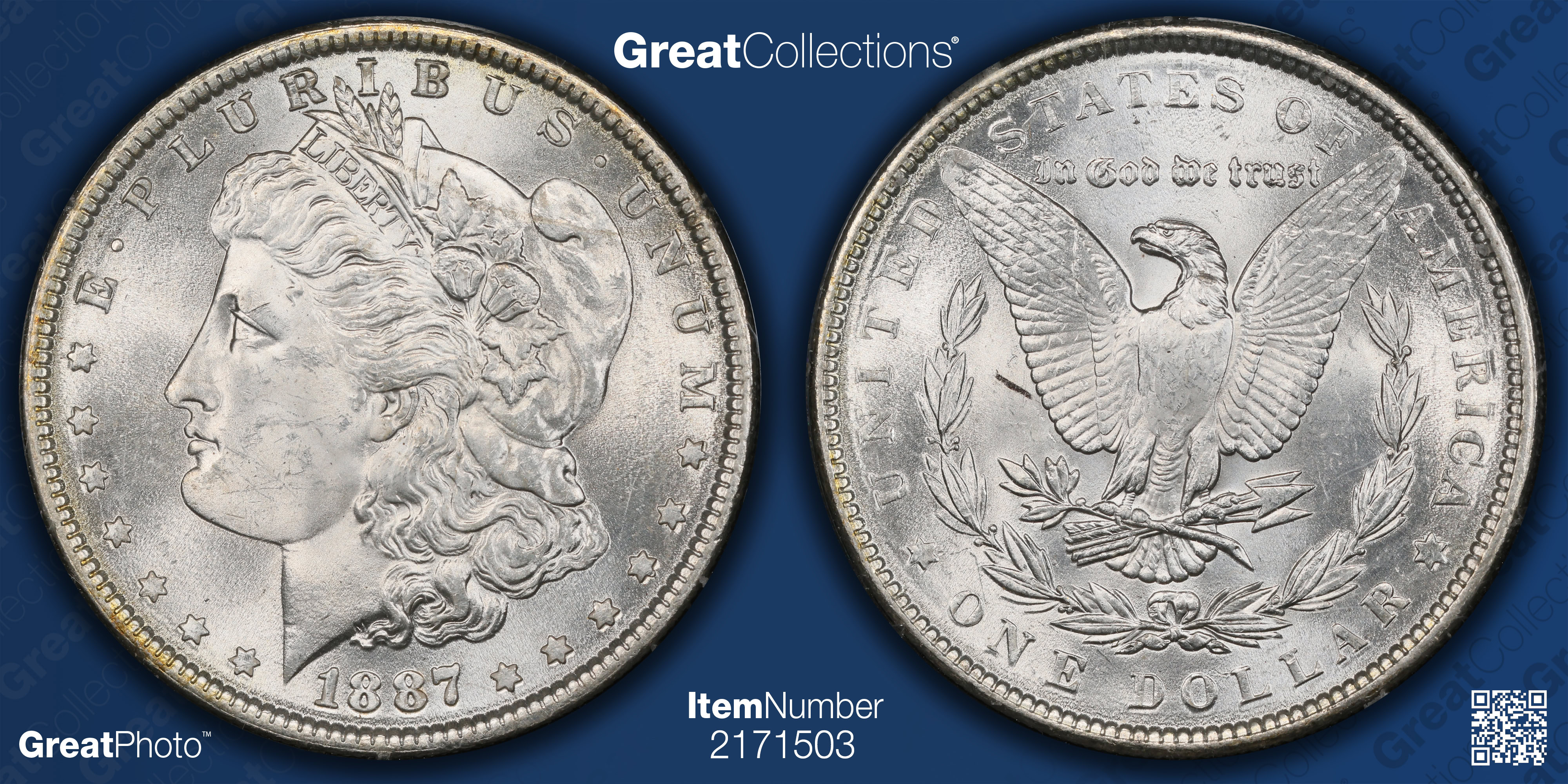 1887 Morgan Silver Dollar PCGS MS-63 (CAC Green) OGH (1st Gen