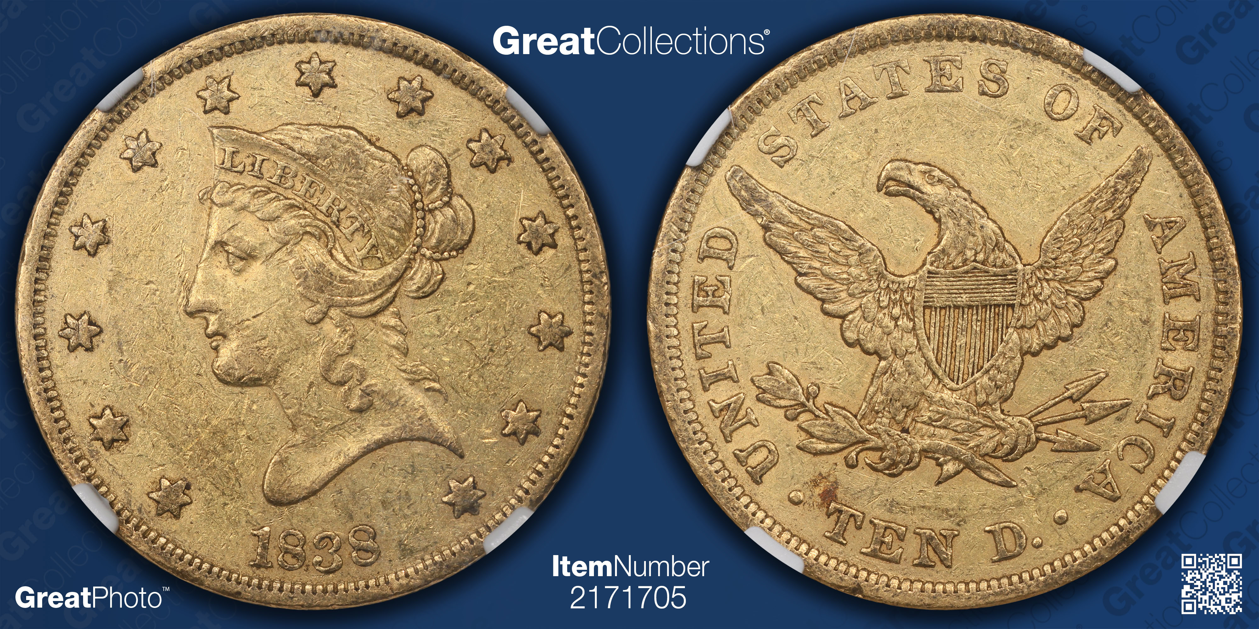 1838 Liberty Gold Eagle NGC AU-55 (Item 2171705