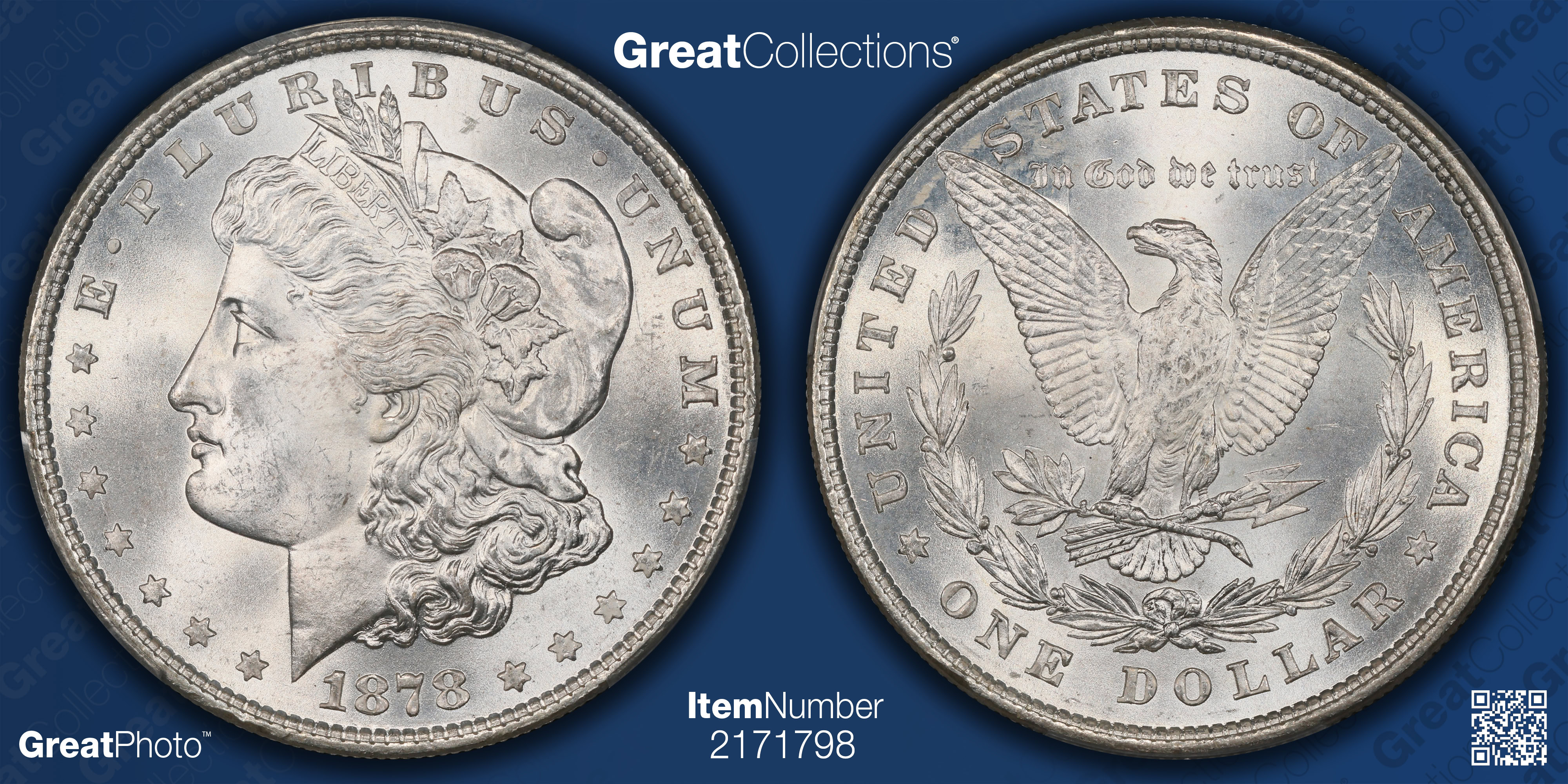 1878 8TF Morgan Silver Dollar Alligator Eye VAM-14.1 PCGS MS-65