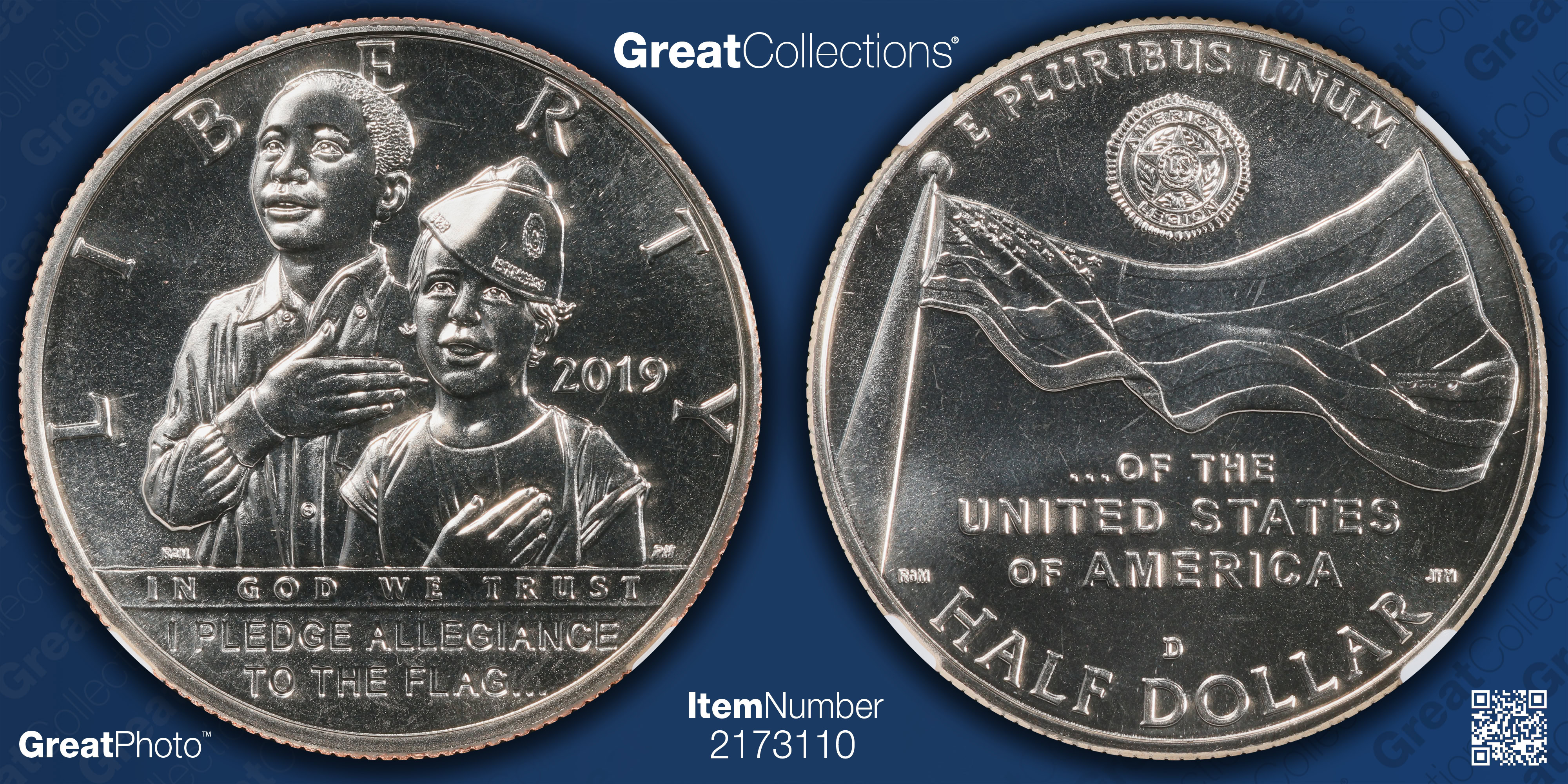 2019-D American Legion 100th Anniversary Half Dollar NGC MS-70