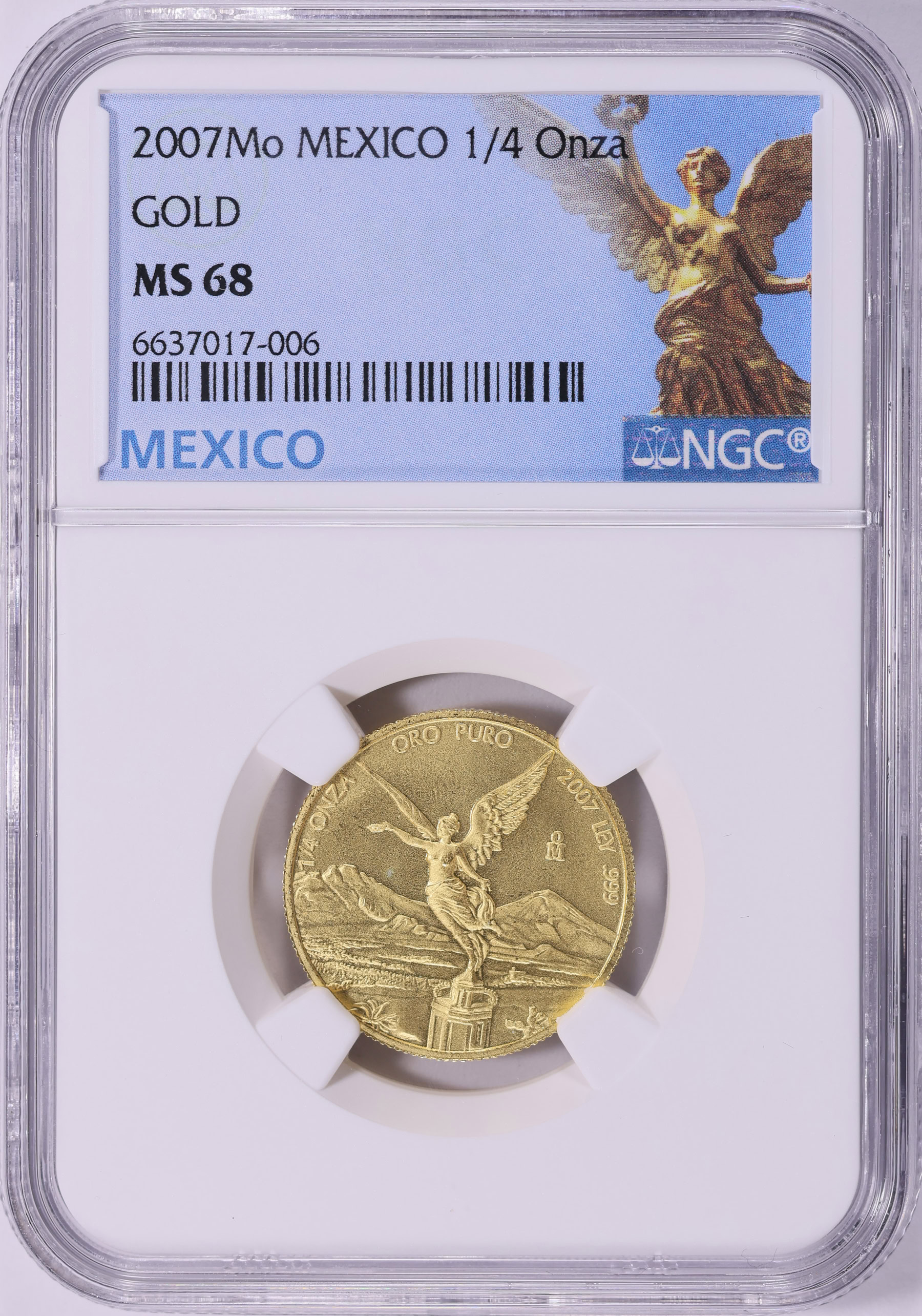 Mexico 2007-Mo Gold 1/4 Onza Libertad KM-673 NGC MS-68 (AGW