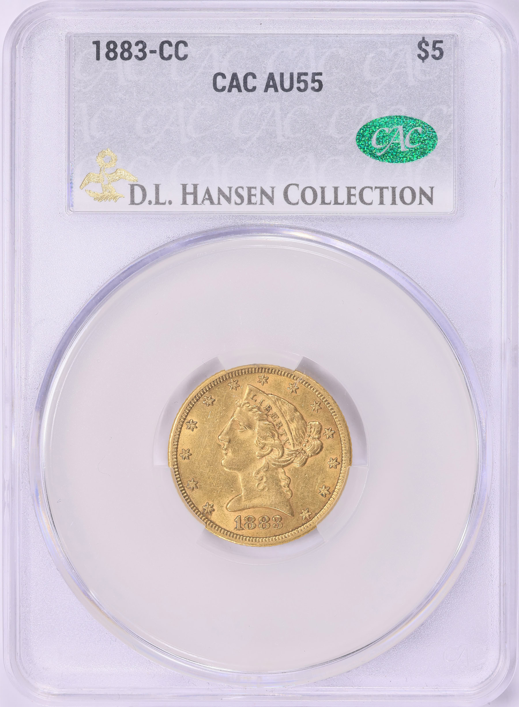【希少品】EDEN トランプ ゴールドエッジ 1883-CC Liberty Gold Half Eagle CACG AU-55 (D.L. Hansen Collection