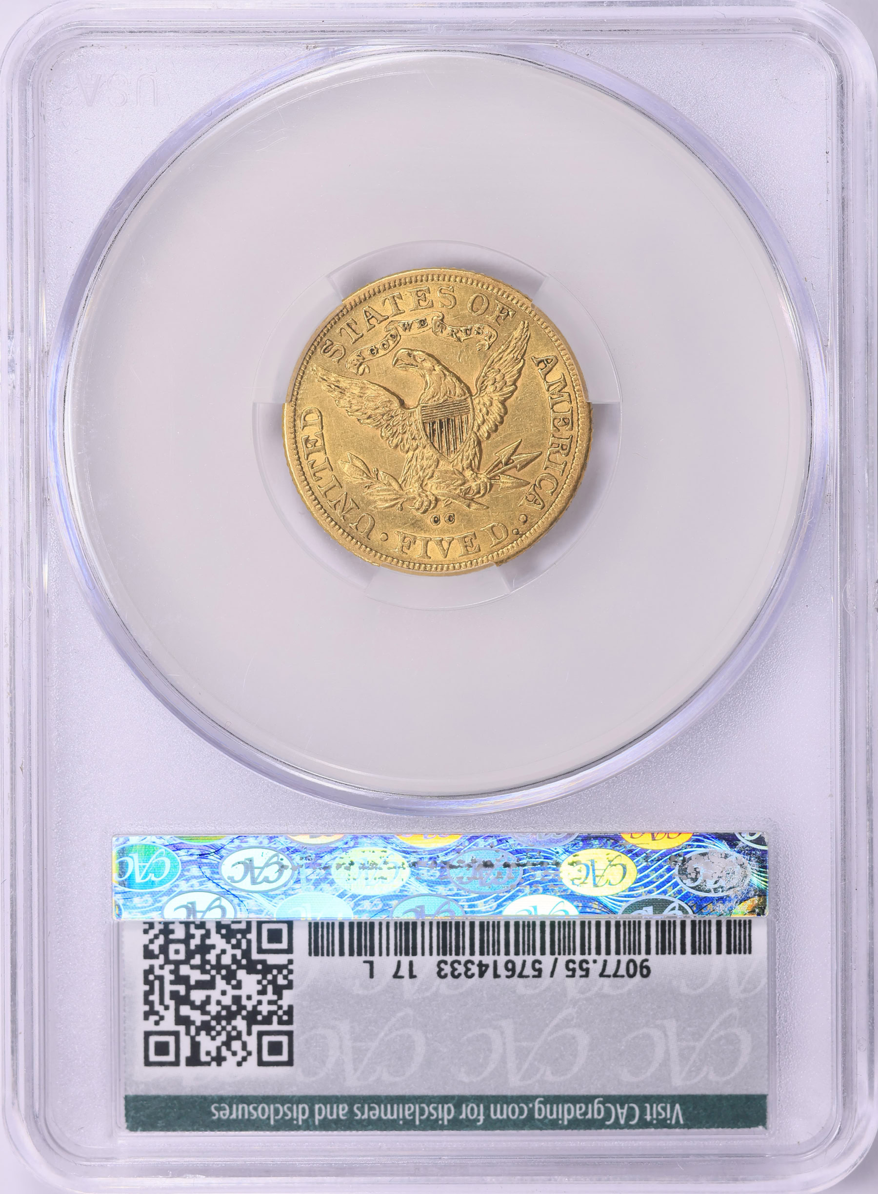 1883-CC Liberty Gold Half Eagle CACG AU-55 (D.L. Hansen Collection