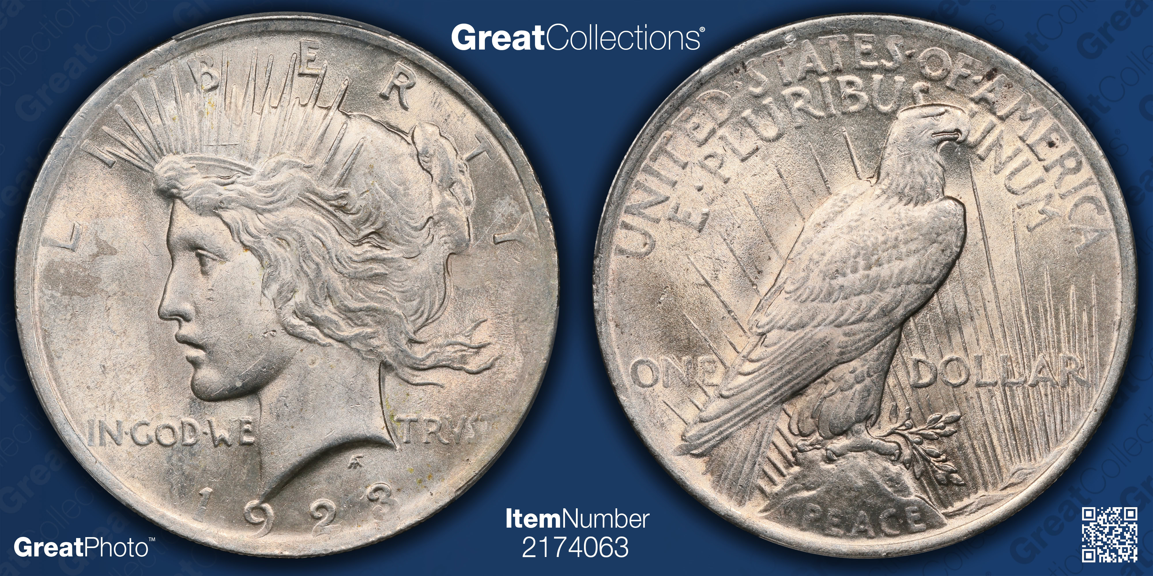 1923 Peace Silver Dollar Tiara Die Gouge VAM-1G PCGS AU-58 (Item