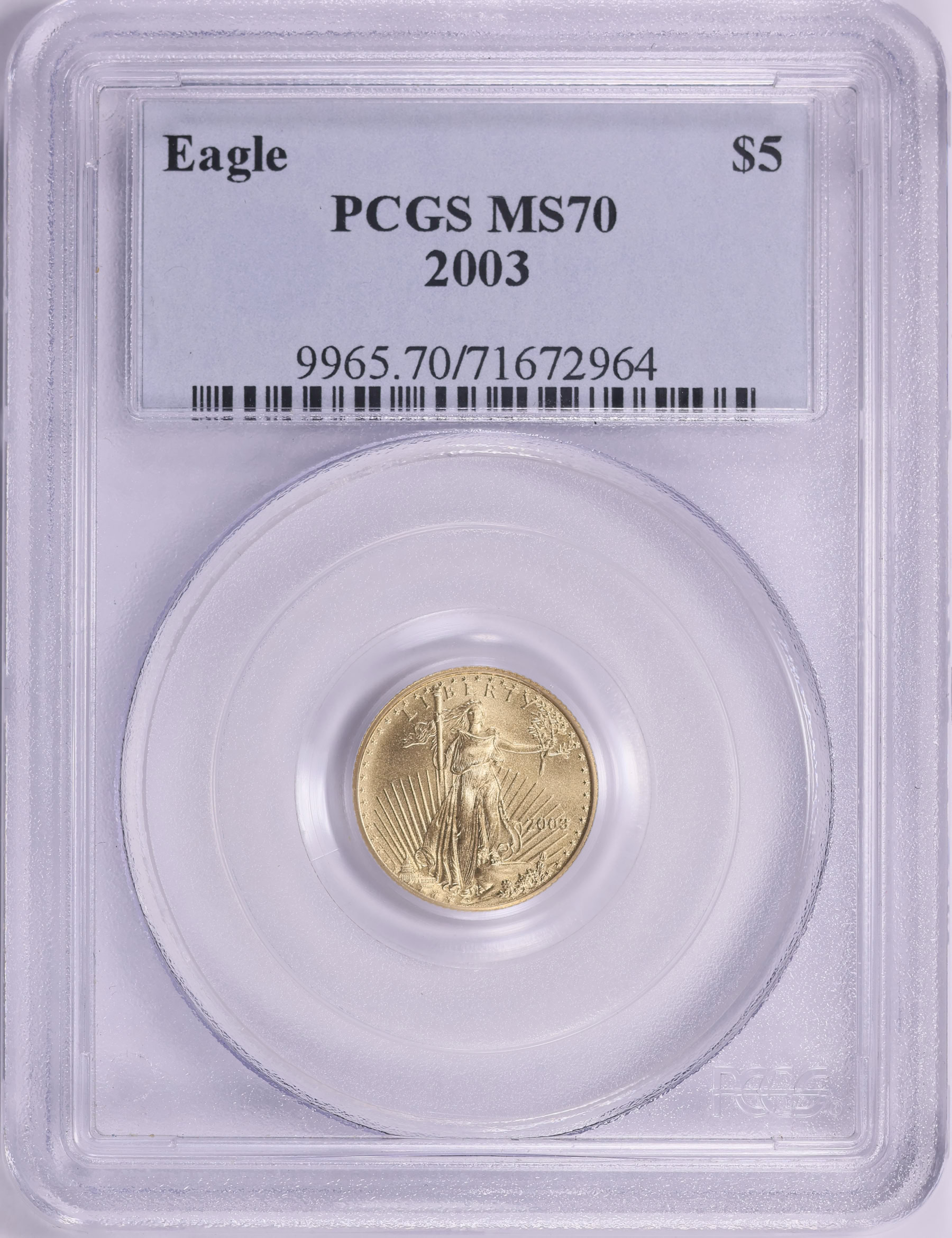 2003 $5 Tenth-Ounce Gold American Eagle PCGS MS-70 (Item 2174114