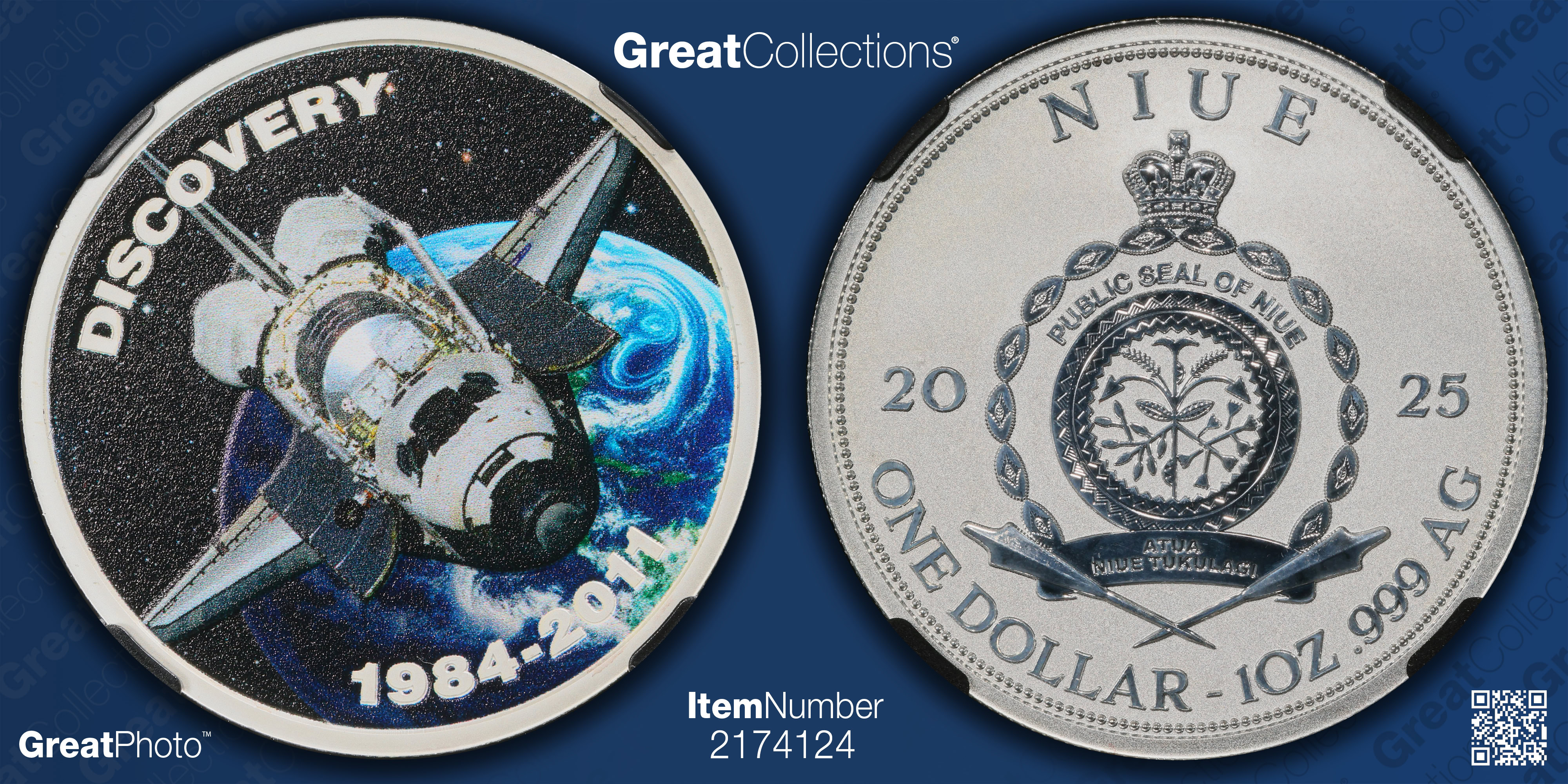 Niue 2025 Colorized Silver Dollar Space Shuttle Discovery Reverse Proof ...