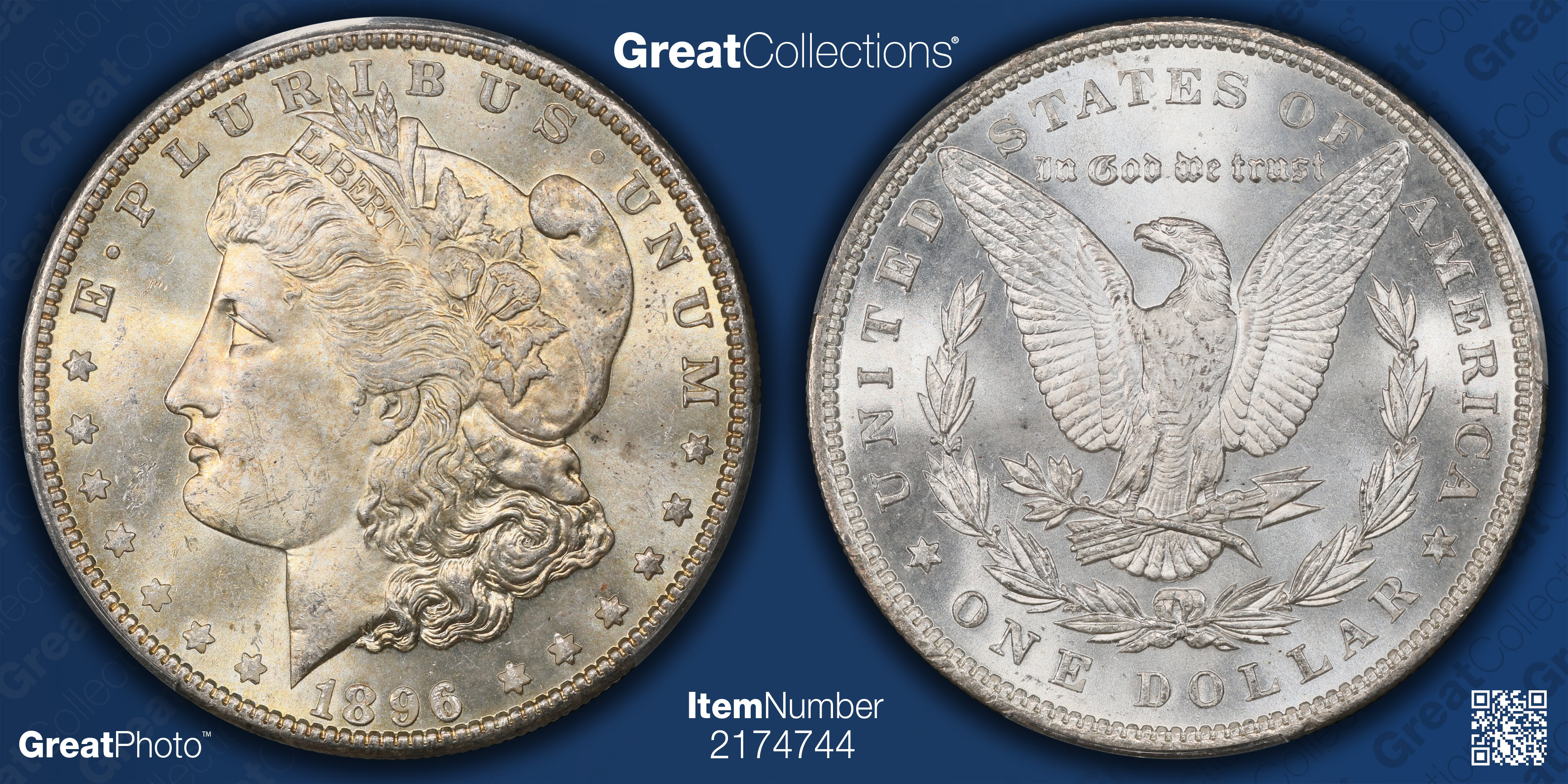 1896 Morgan Silver Dollar Doubled Stars VAM-4 *Top 100* PCGS MS-64