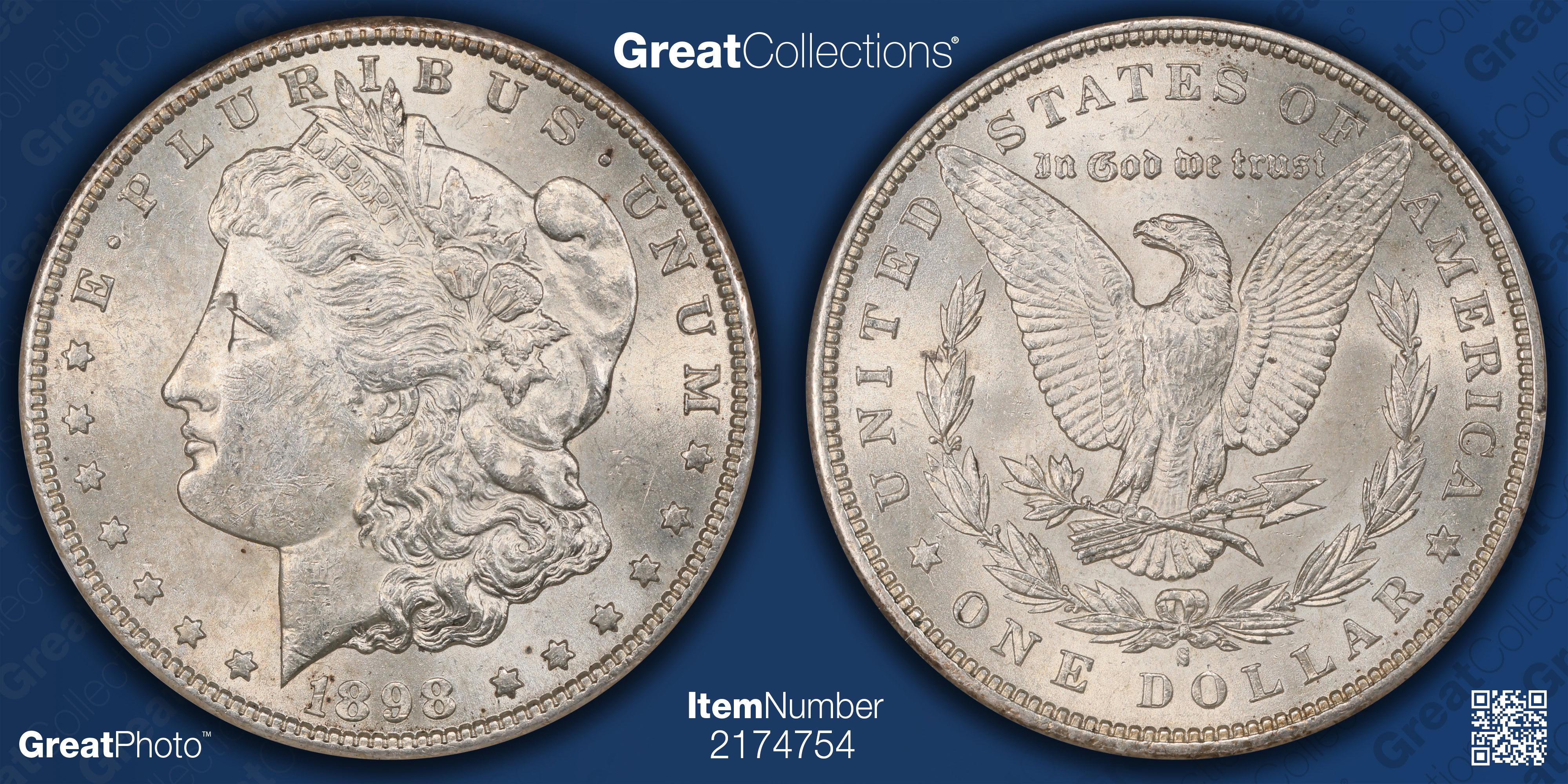 美品　NGC-MS61　ポルトガル　1898　 500レイス　銀貨 1898-S Morgan Silver Dollar NGC MS-61 (Item 2174754