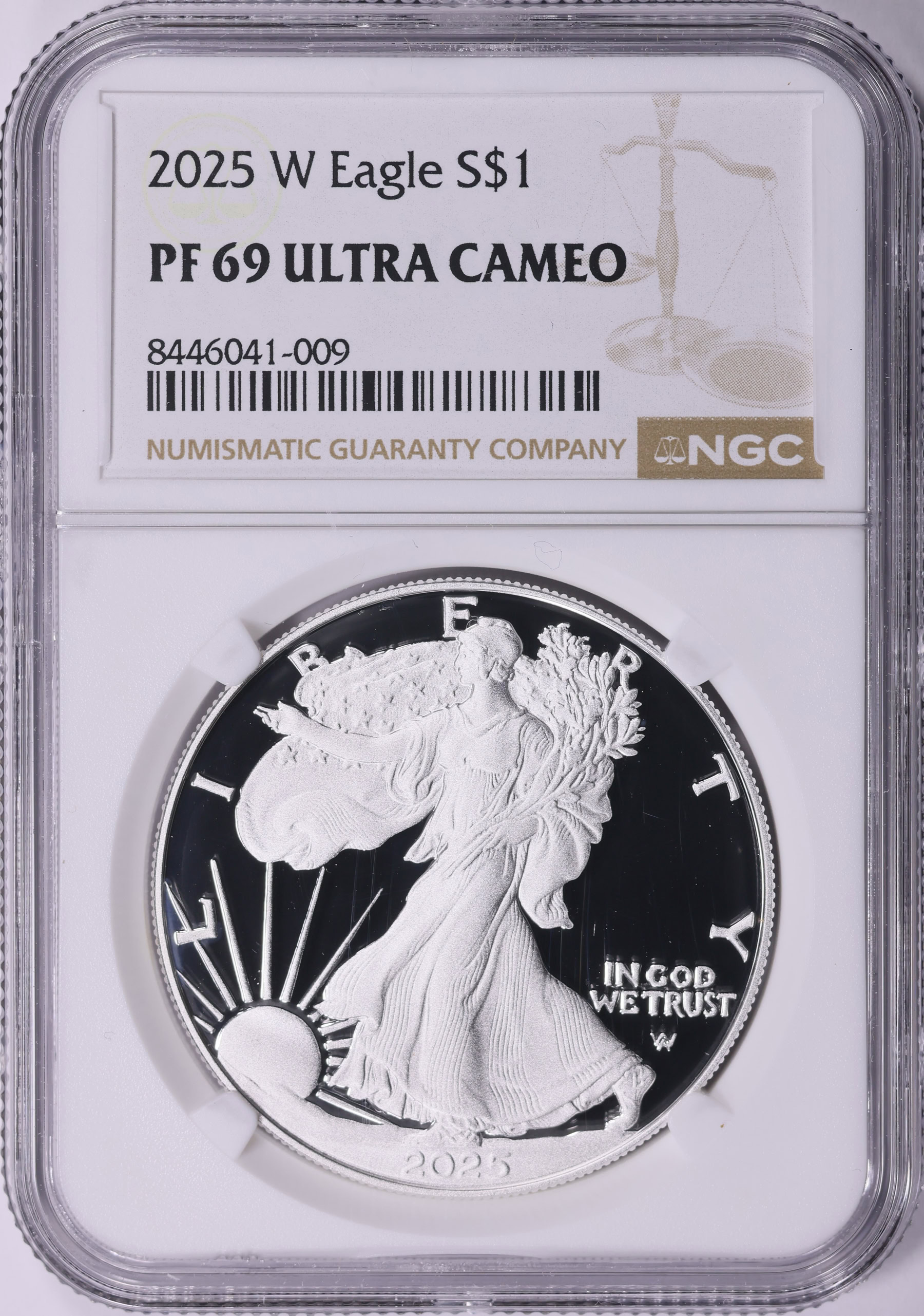 2025-W $1 Silver Eagle NGC Proof-69 UC | NGC Cert #8446041-009