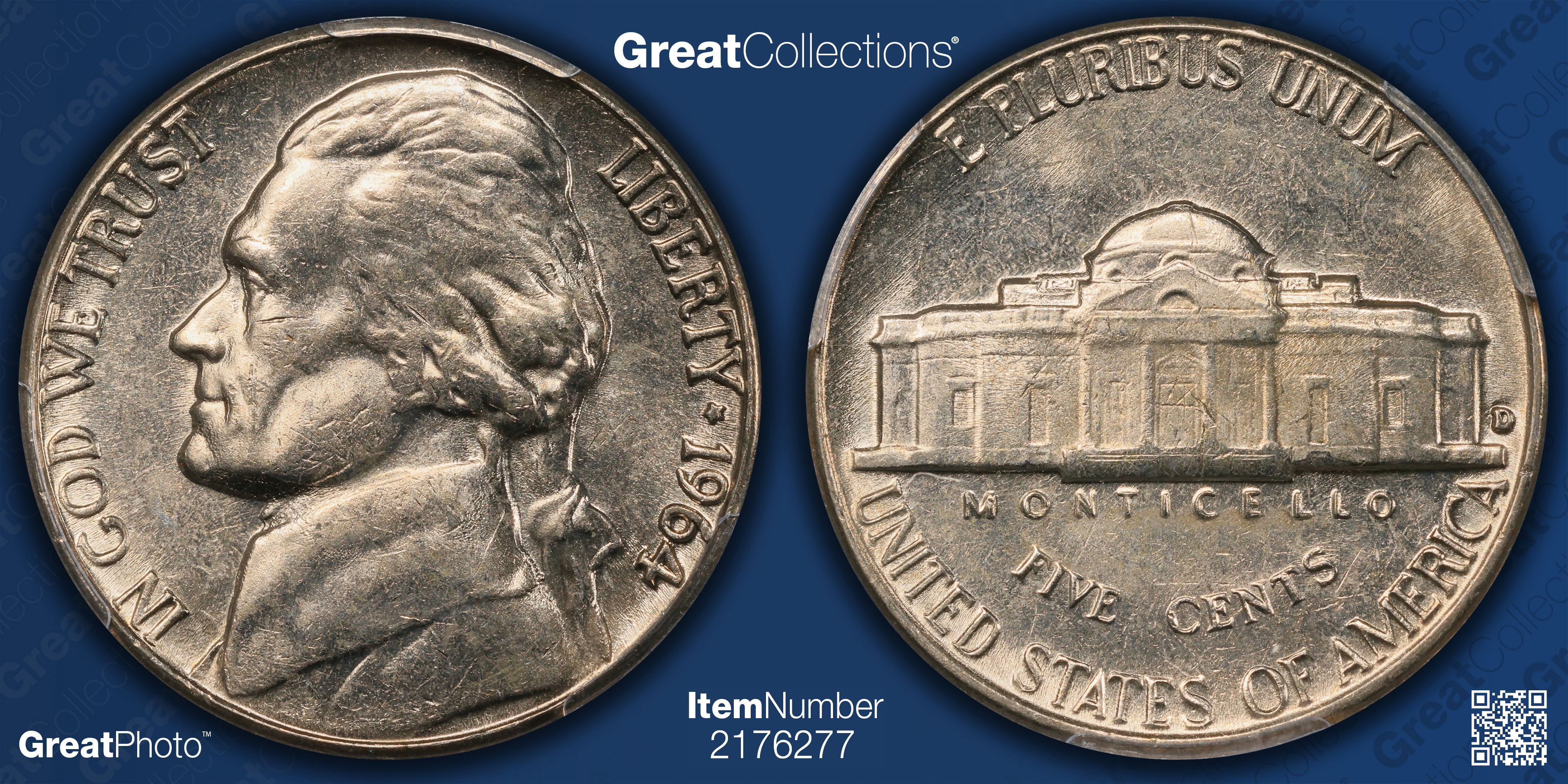 1964-D/D Jefferson Nickel Repunched Mintmark FS-501 PCGS MS-64