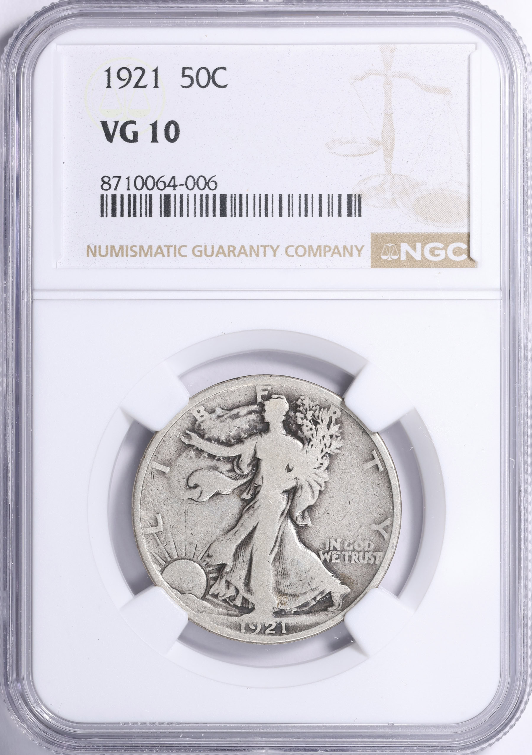 1921 Walking Liberty Half Dollar NGC VG-10 (Item 2177628