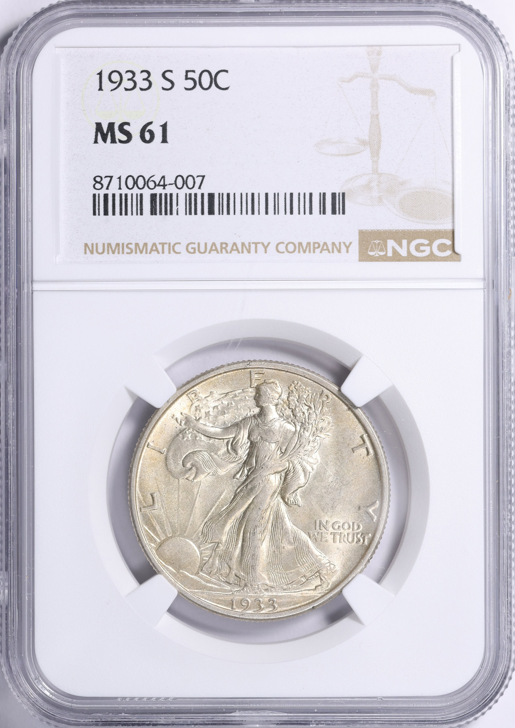 1933-S Walking Liberty Half Dollar NGC MS-61 (Item 2177629