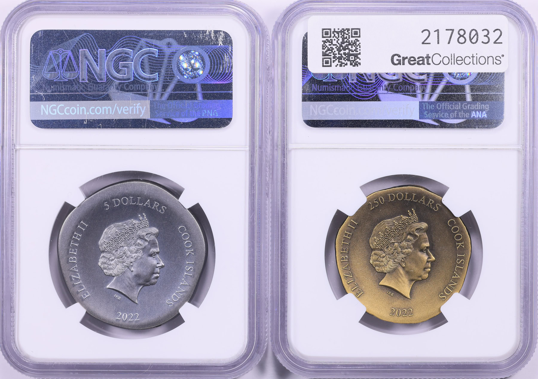 Cook Islands 2022 Gold $250 & Silver $5 Pegasus Antique Finish