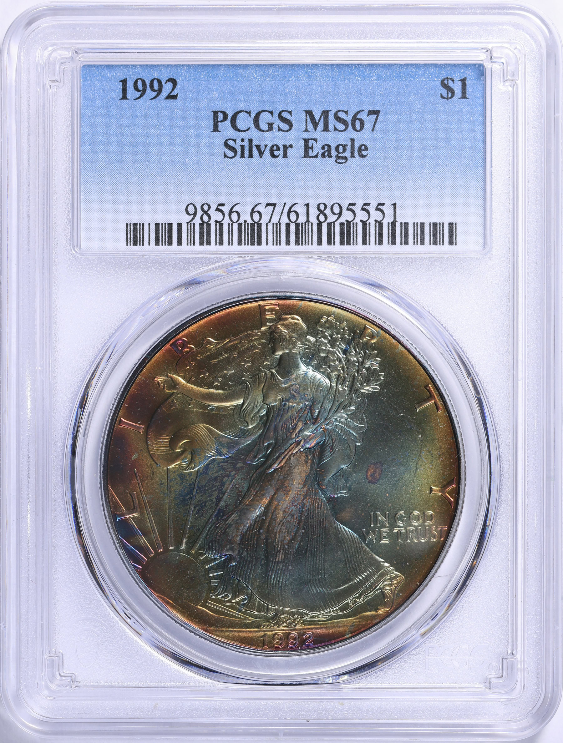 1992 $1 Silver Eagle PCGS MS-67 (Toned) (Item 2178147