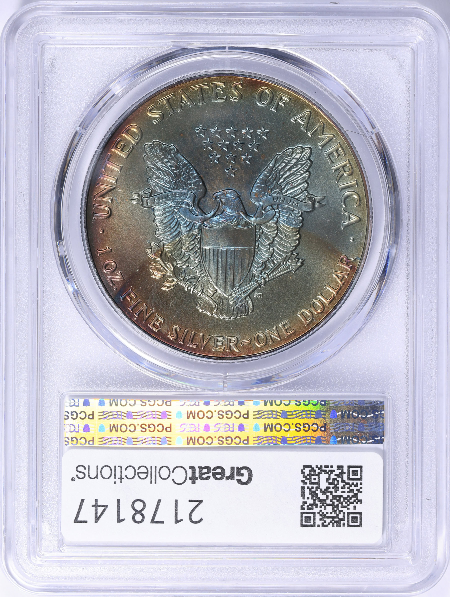 1992 $1 Silver Eagle PCGS MS-67 (Toned) (Item 2178147
