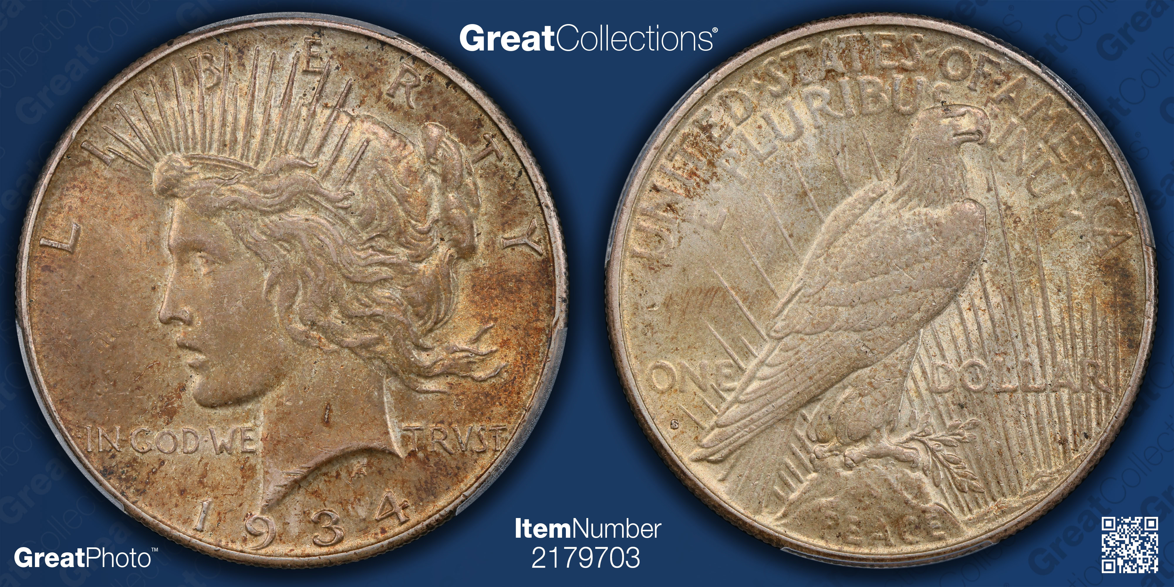 1934-S Peace Silver Dollar PCGS AU-55 (CAC Green) (Item 2179703