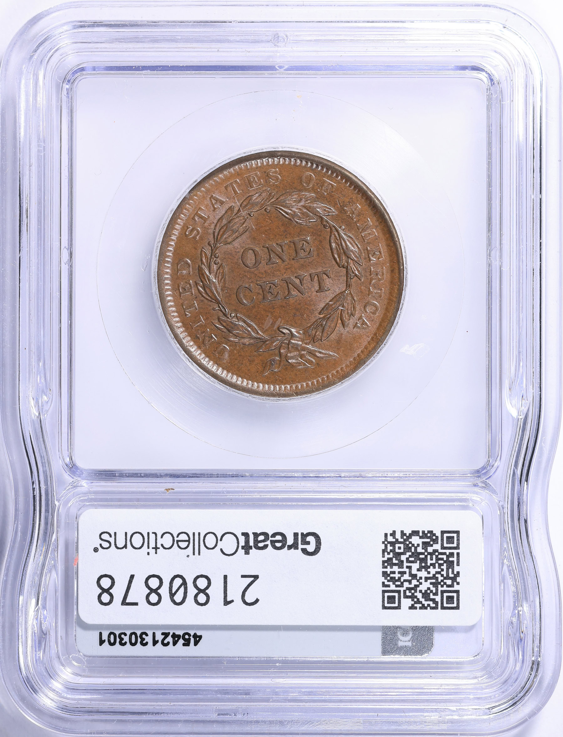 1840 Braided Hair Cent Large Date ICG MS-61 BN (Item 2180878