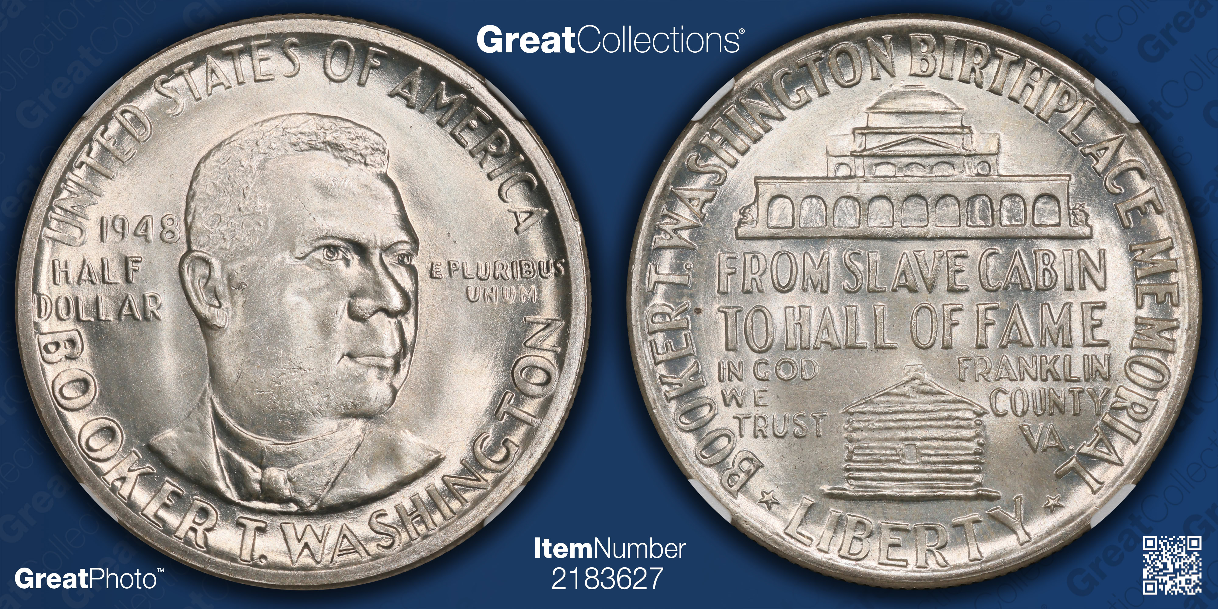 1948 Booker T. Washington Memorial Half Dollar NGC MS-66+ (Item