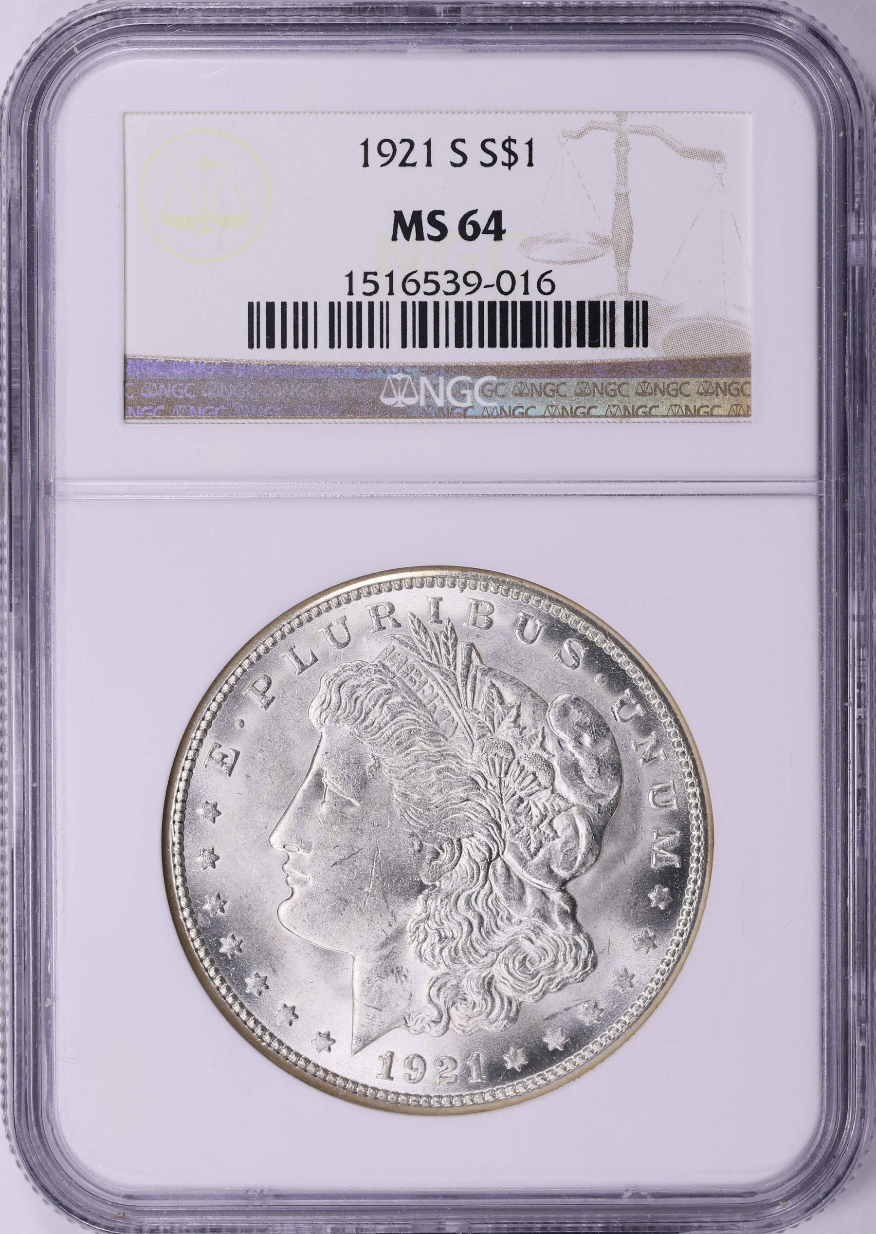 1921-S Morgan Silver Dollar NGC MS-64 (Item 2184016