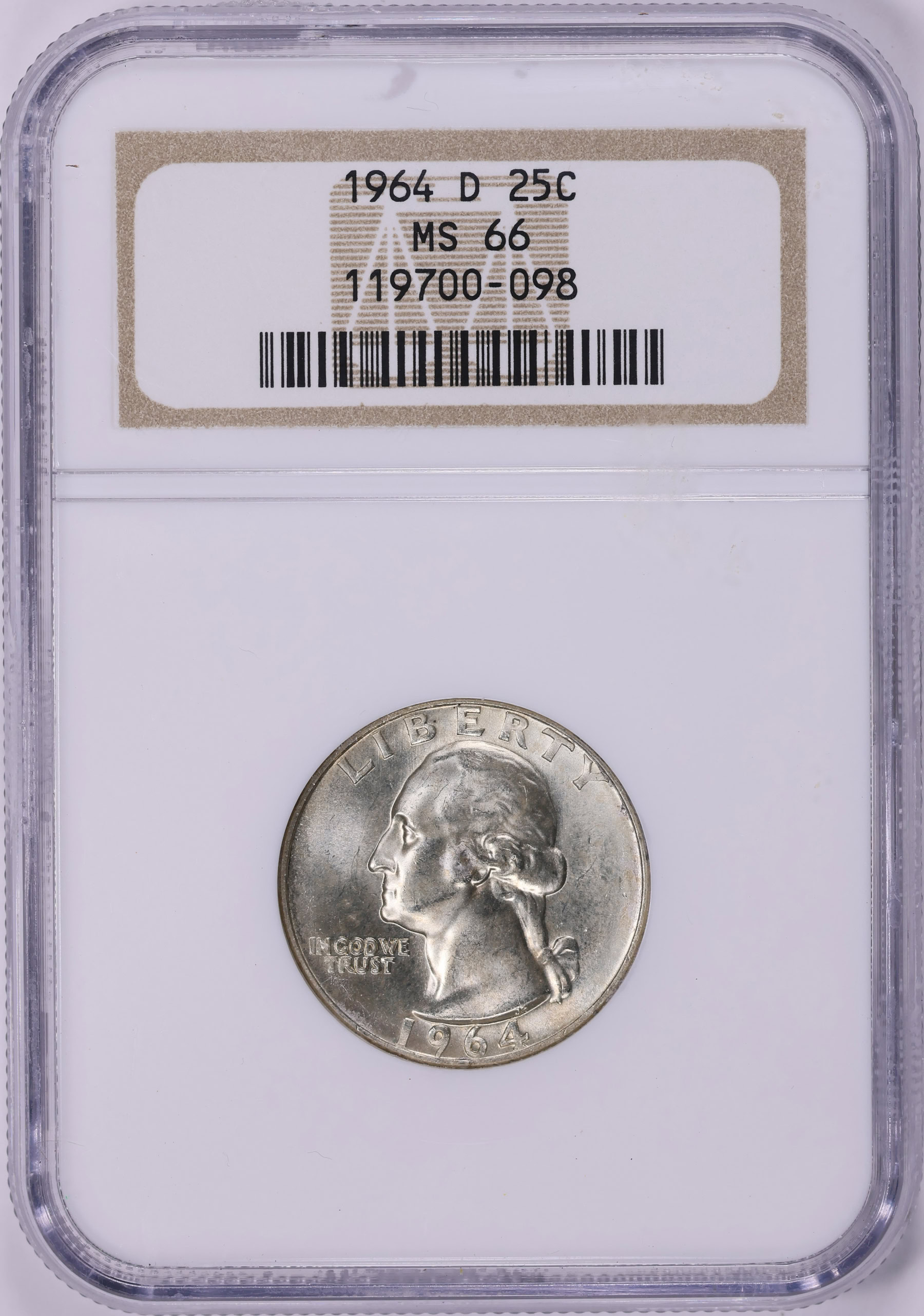 1964-D Washington Quarter NGC MS-66 (Item 2185402