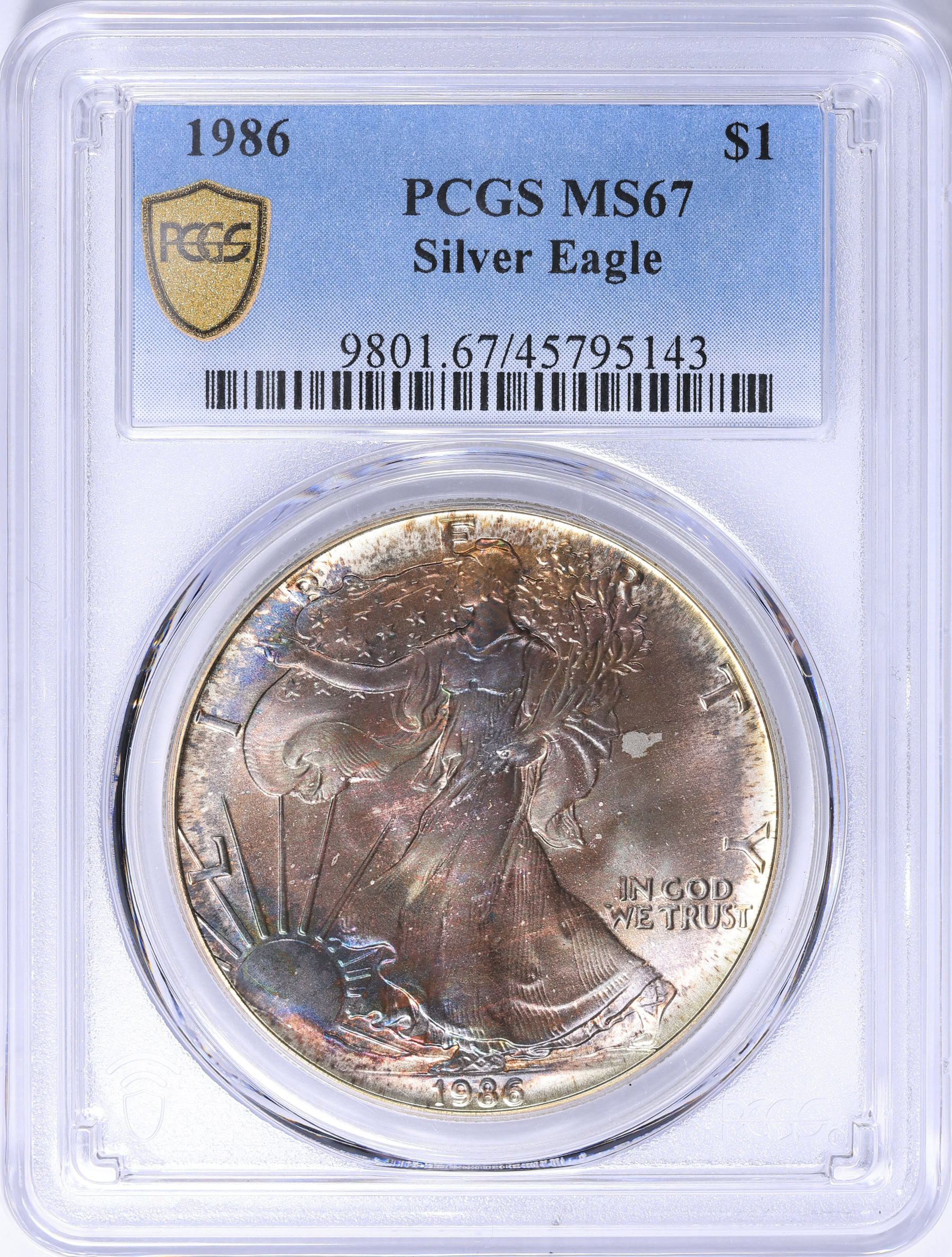 1986 イギリス 2ポンド銀貨 PCGS MS67 準TOP 1986 $1 Silver Eagle PCGS MS-67 (Toned) (Item 2187898