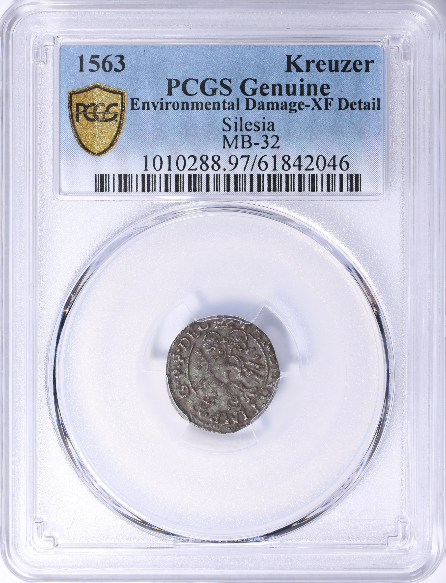 Germany - Silesia 1563 Silver Kreuzer PCGS Genuine XF Details