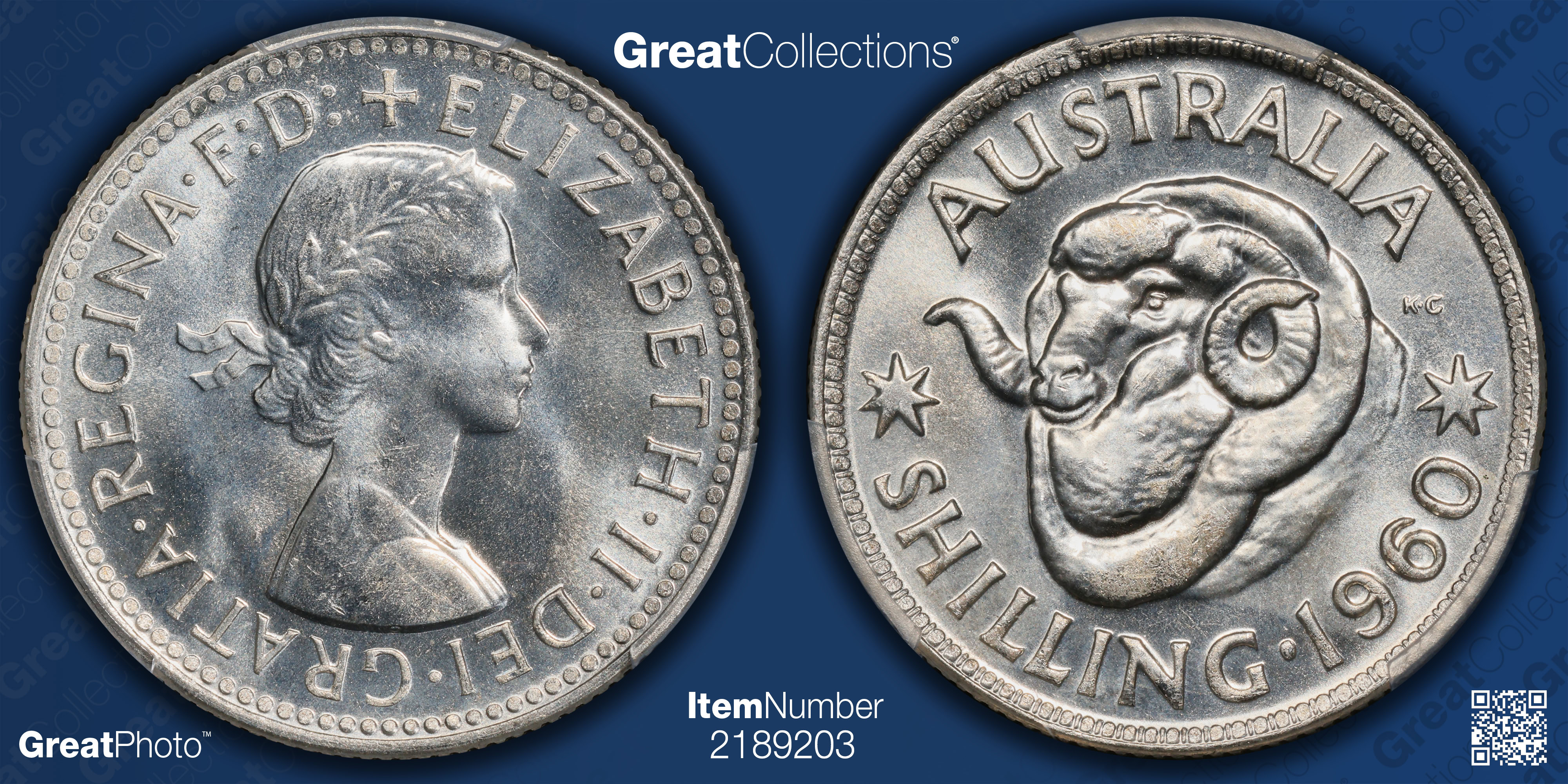 Australia 1960-(M) Silver Shilling KM-59 PCGS MS-65 (Item 2189203