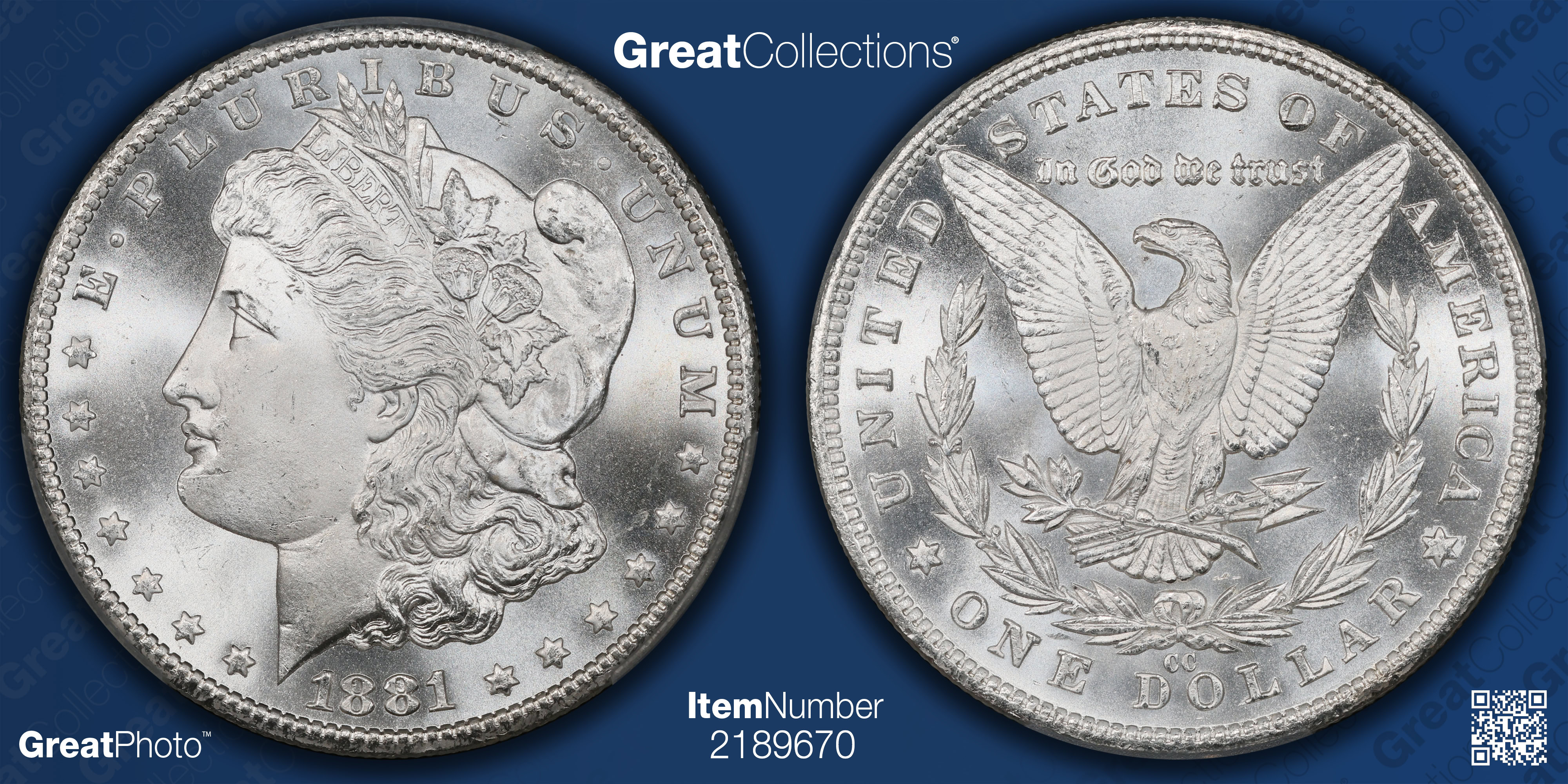 1881-CC Morgan Silver Dollar PCGS MS-67 (CAC Green) (Item 2189670