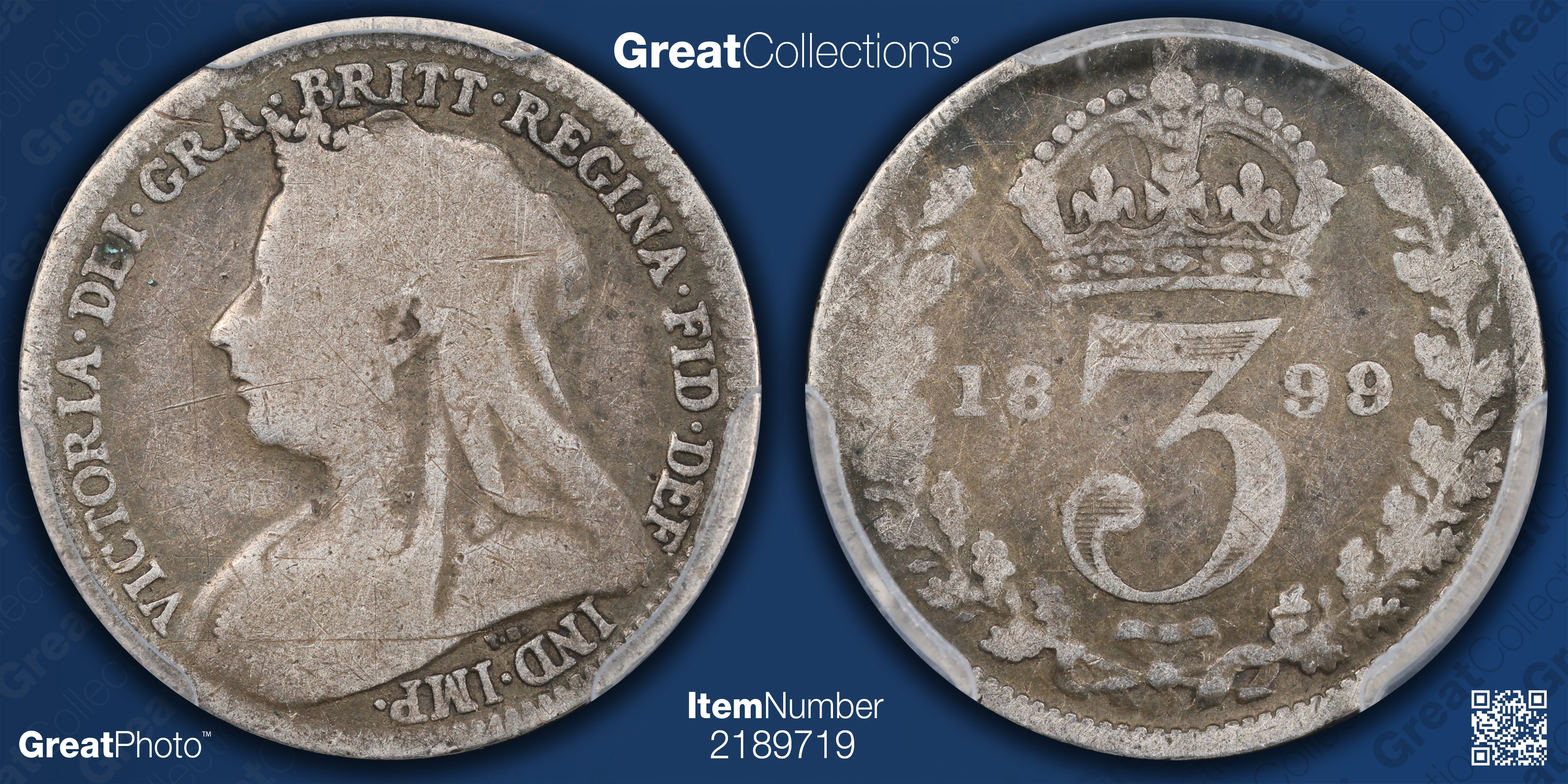 Great Britain 1899 Silver 3 Pence KM-777 PCGS VG-08 (Item 2189719
