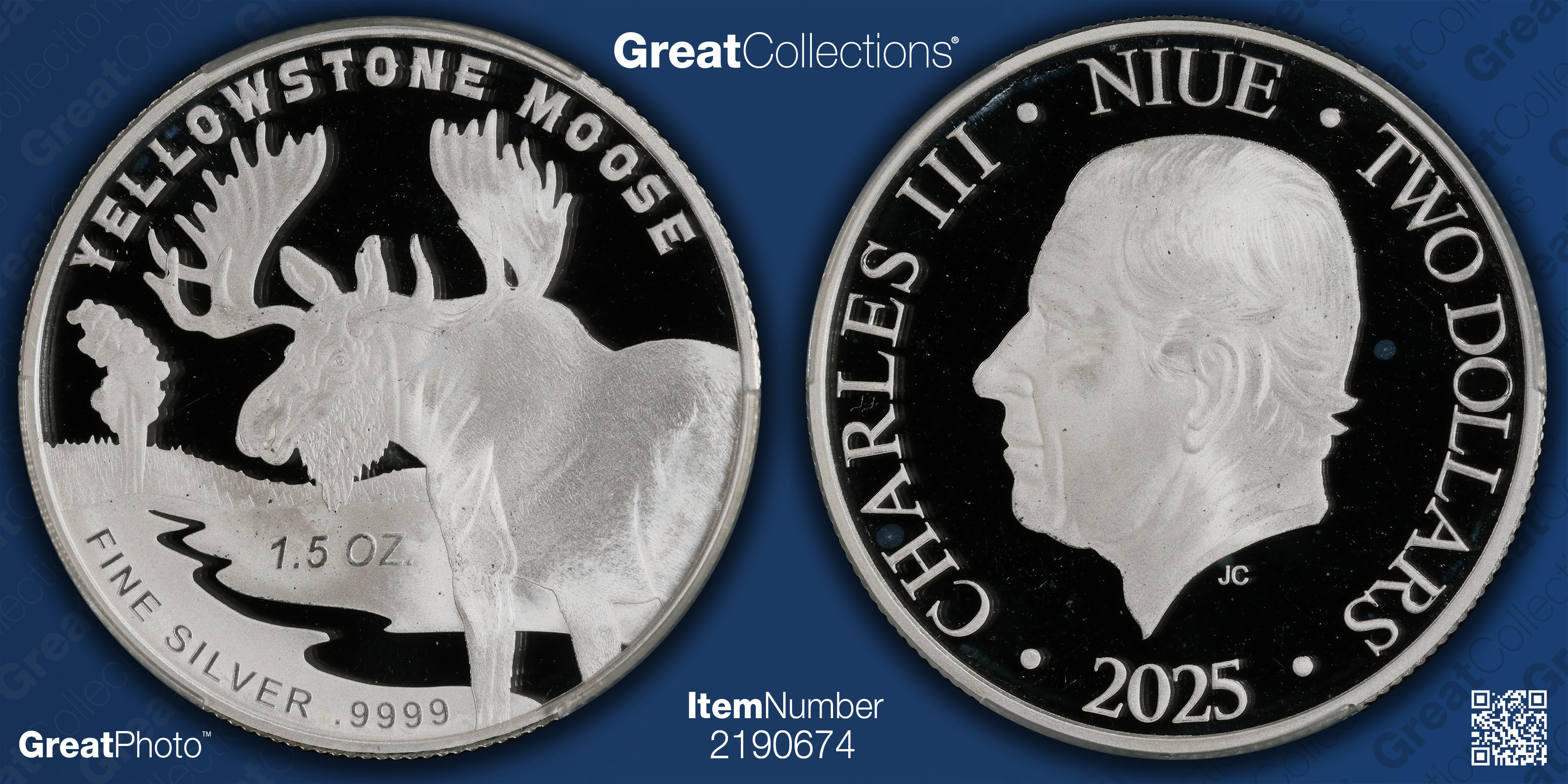 Niue 2025 Silver $2 Yellowstone Moose CACG Proof-67 DCAM (ASW