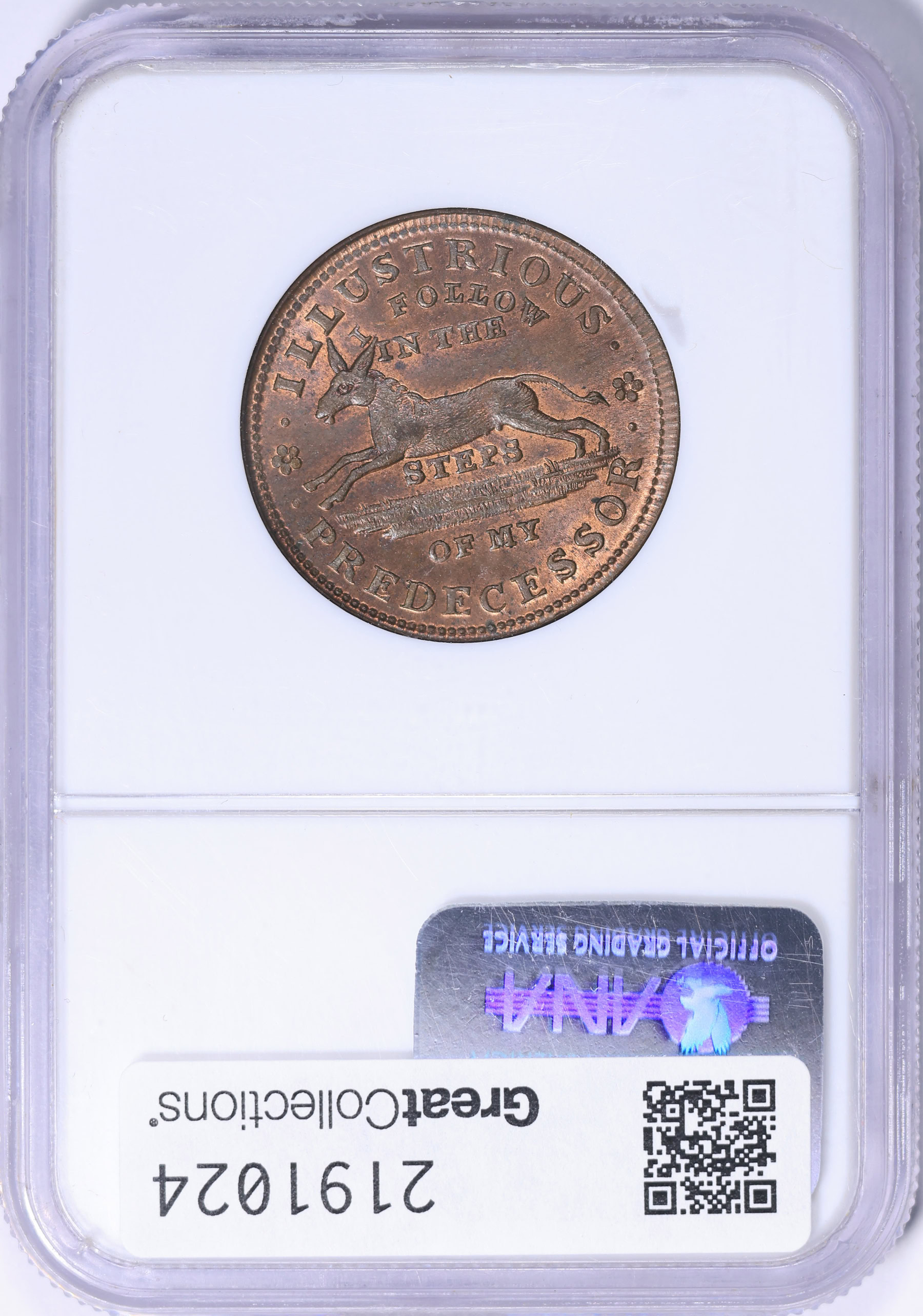 1837 Illustrious Predecessor - Executive Financiering Hard Times Token ...