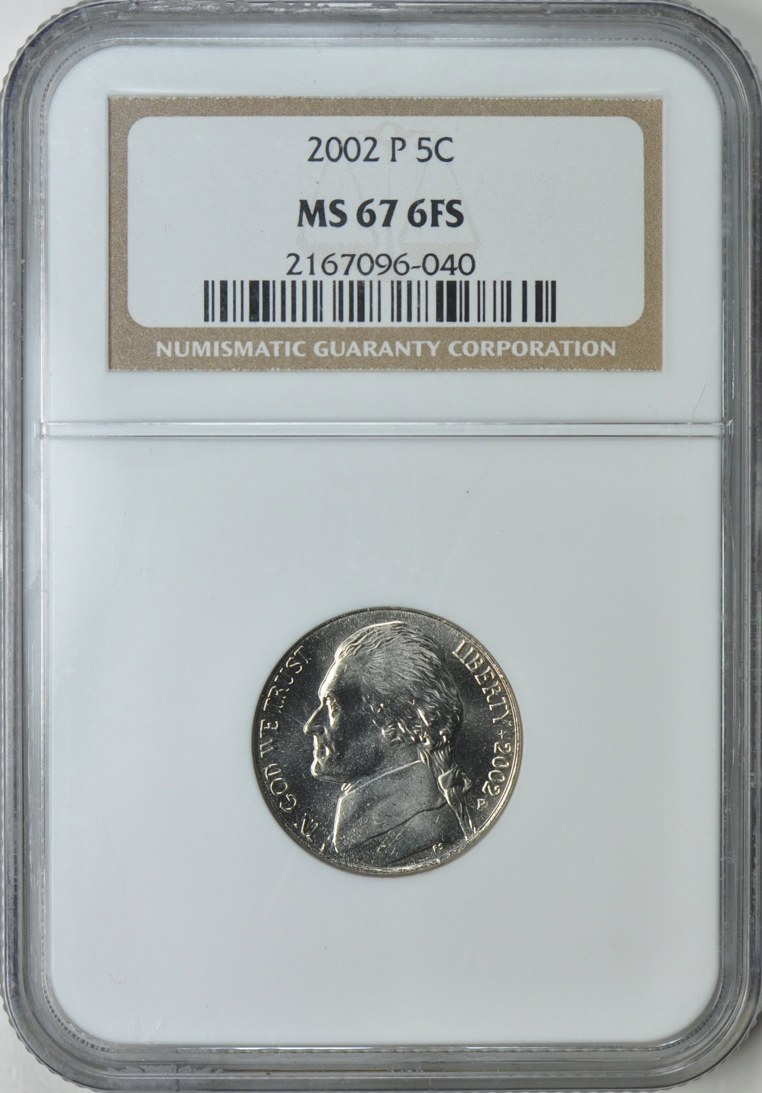 2002-P Jefferson Nickel NGC MS-67 6FS (Item 219112