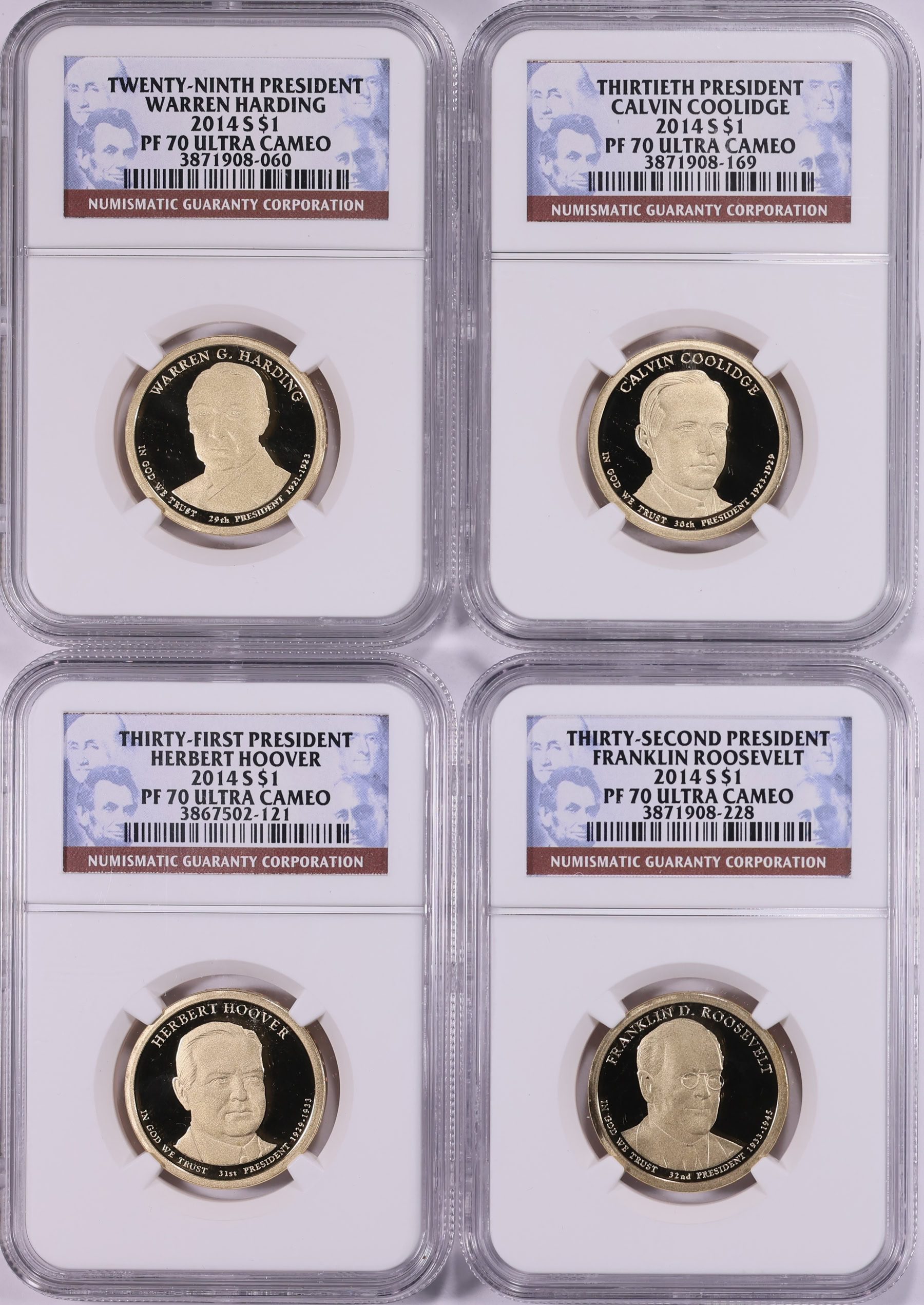 コレクション MILK NGC PCGS 2014-S Presidential Dollar Set NGC Proof-70 UC (4 Coins) (Item
