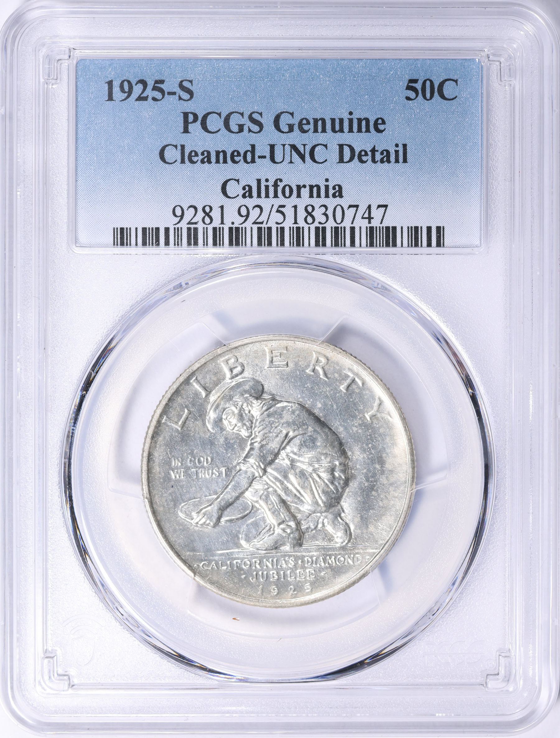 1925-S California Diamond Jubilee Half Dollar PCGS Genuine Unc