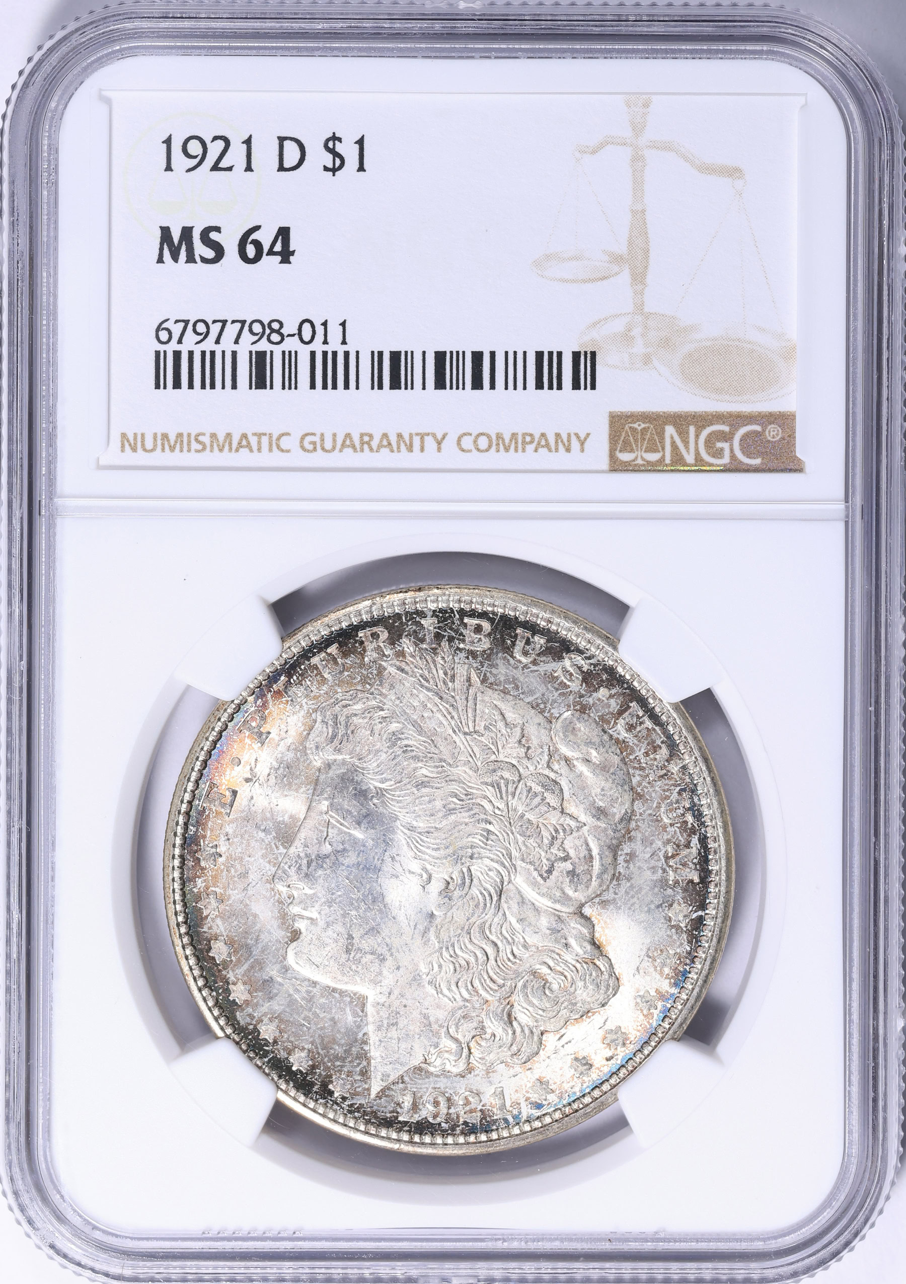 1921-D Morgan Silver Dollar NGC MS-64 (Toned) (Item 2192161