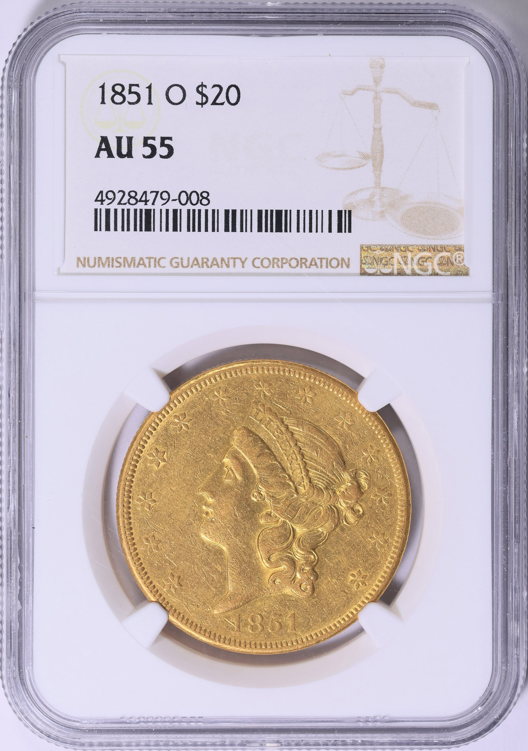 1851-O Liberty Gold Double Eagle NGC AU-55 (Item 2192228