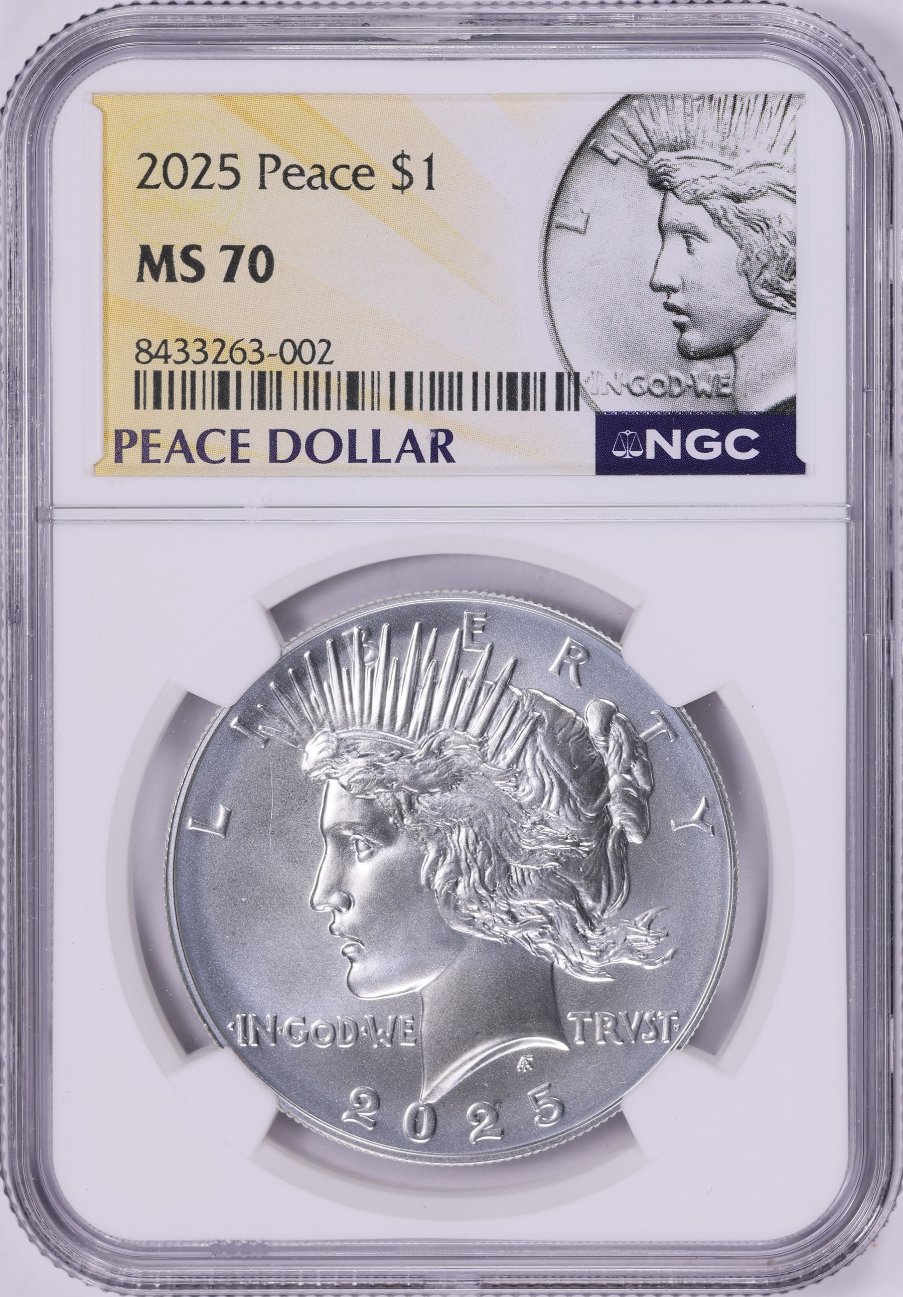 2025 Peace Silver Dollar NGC MS-70 | NGC Cert #8433263-002