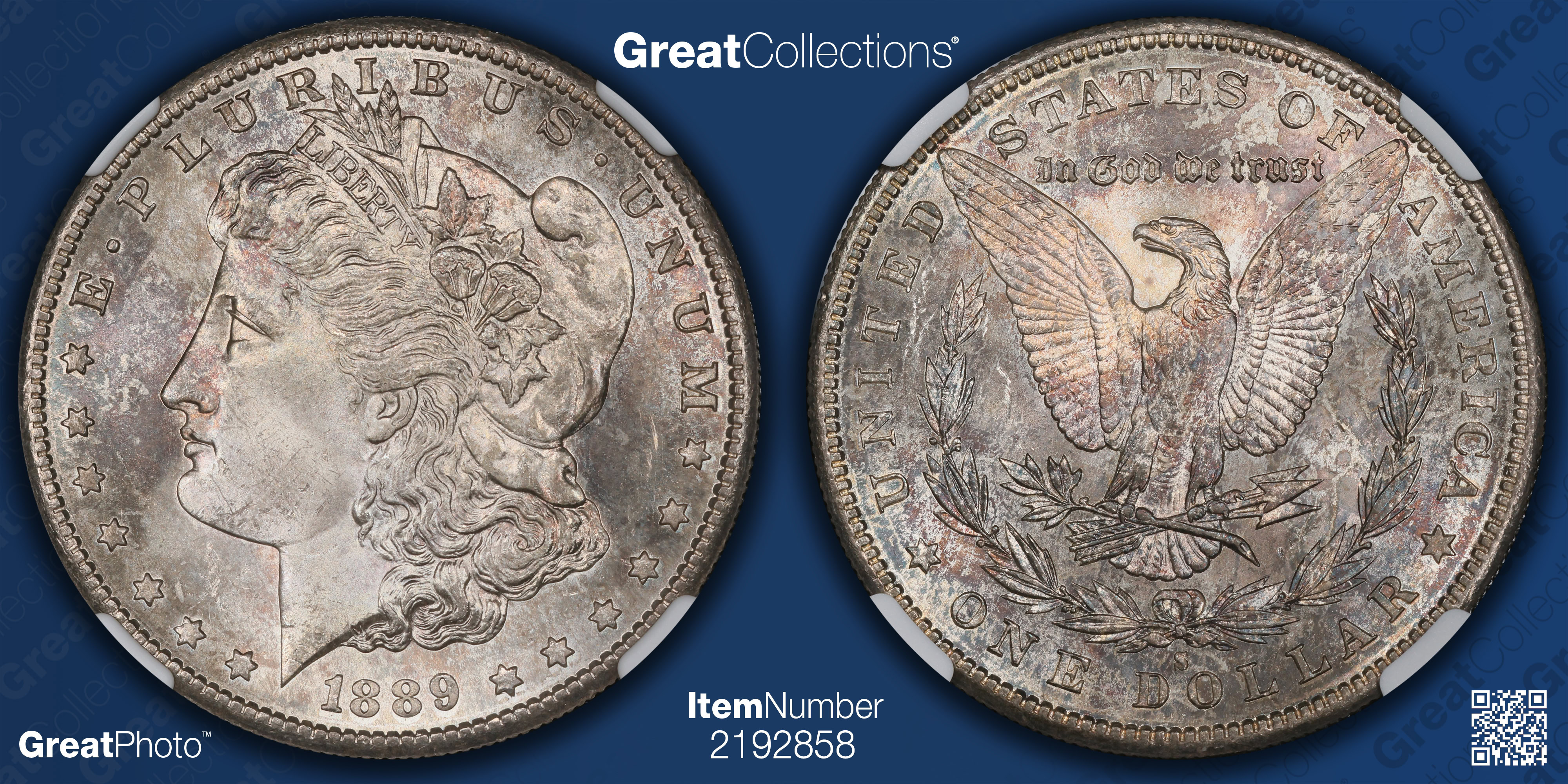 1889-S Morgan Silver Dollar NGC MS-64 (CAC Green) (VSS VAM-6