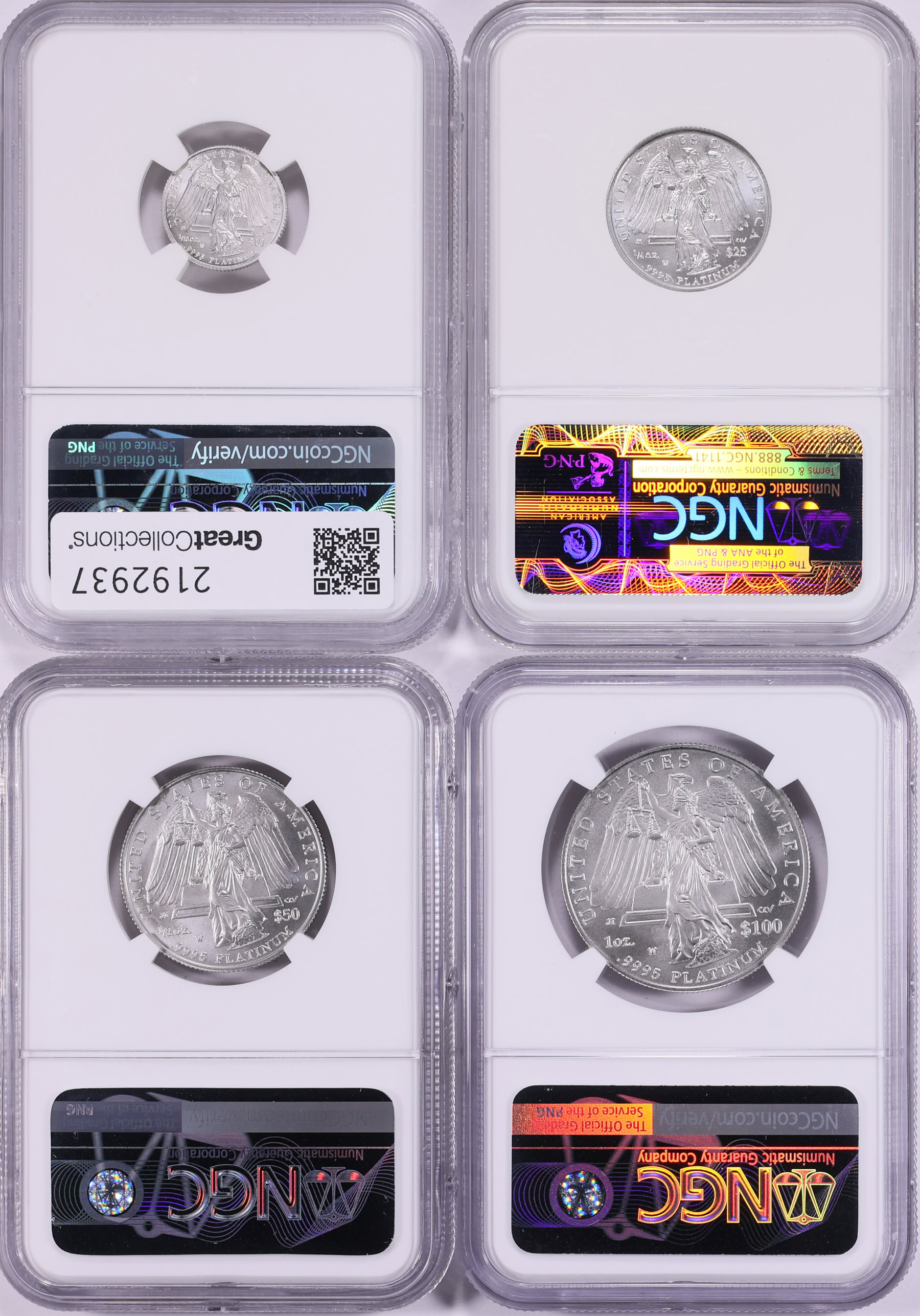 2008-W $10, $25, $50 and $100 Platinum American Eagle Set