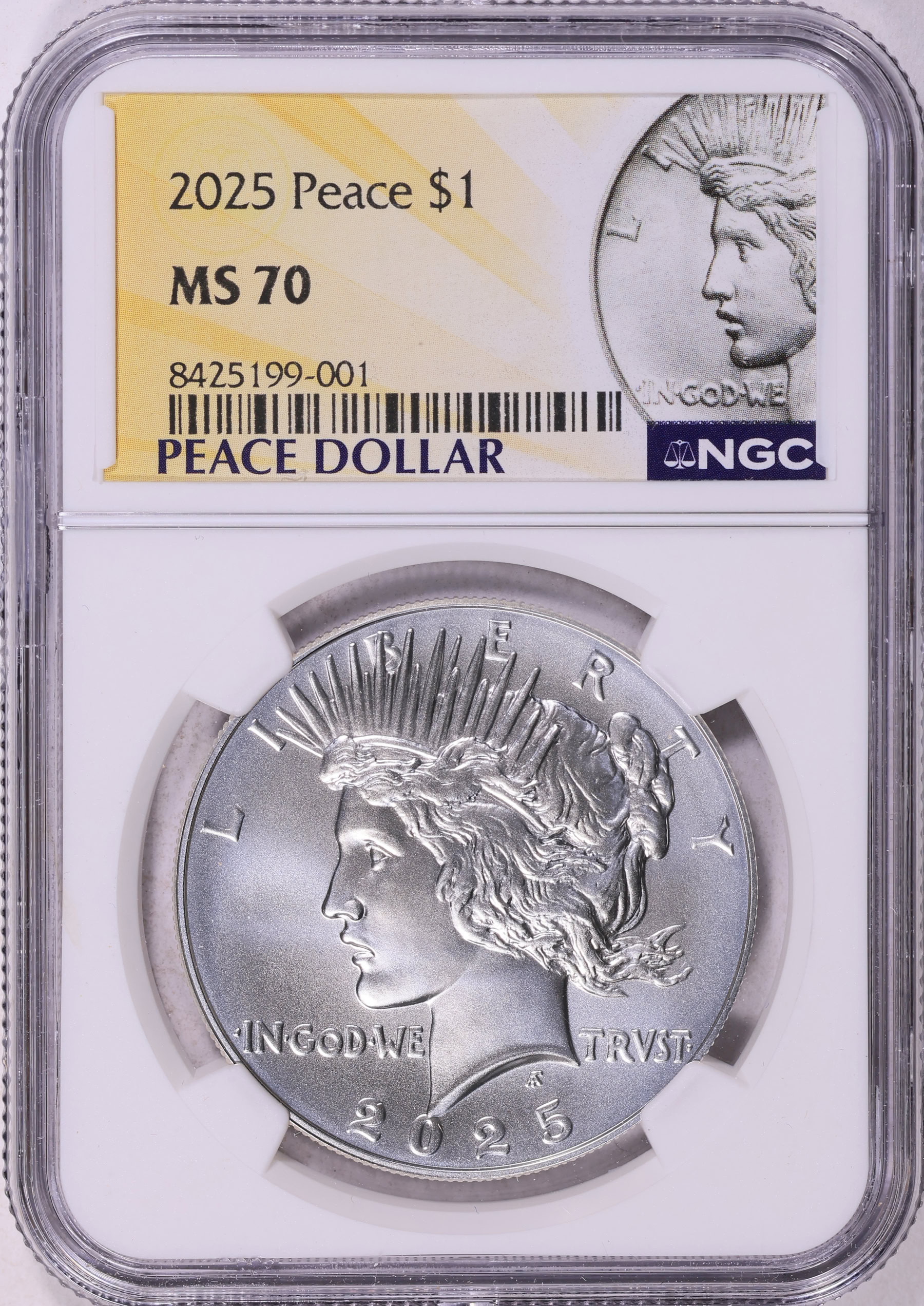 コレクション 007 NGC ms70 2025 Peace Silver Dollar NGC MS-70 | NGC Cert #8425199-001