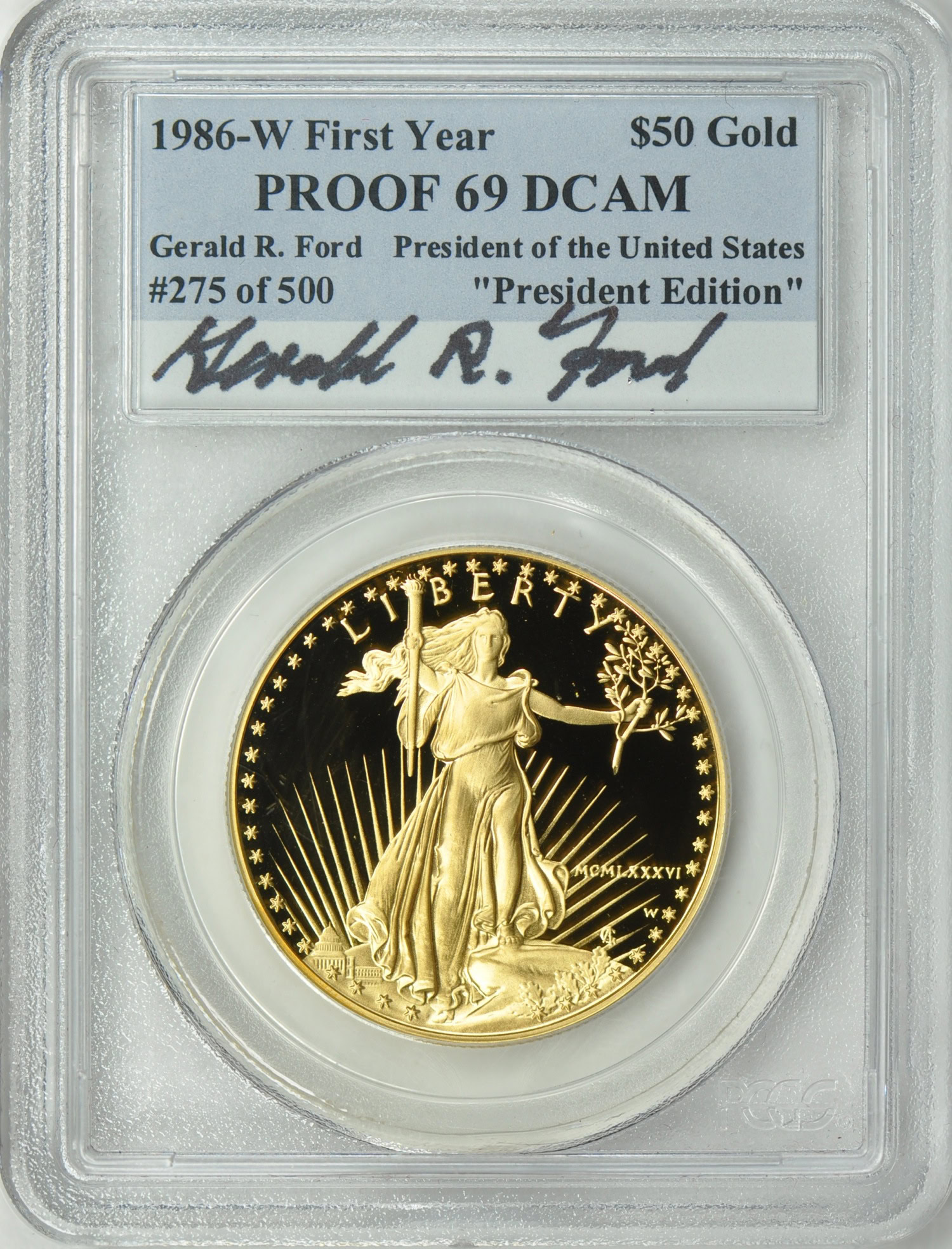 1986-W $50 One-Ounce Gold American Eagle President Gerald R. Ford