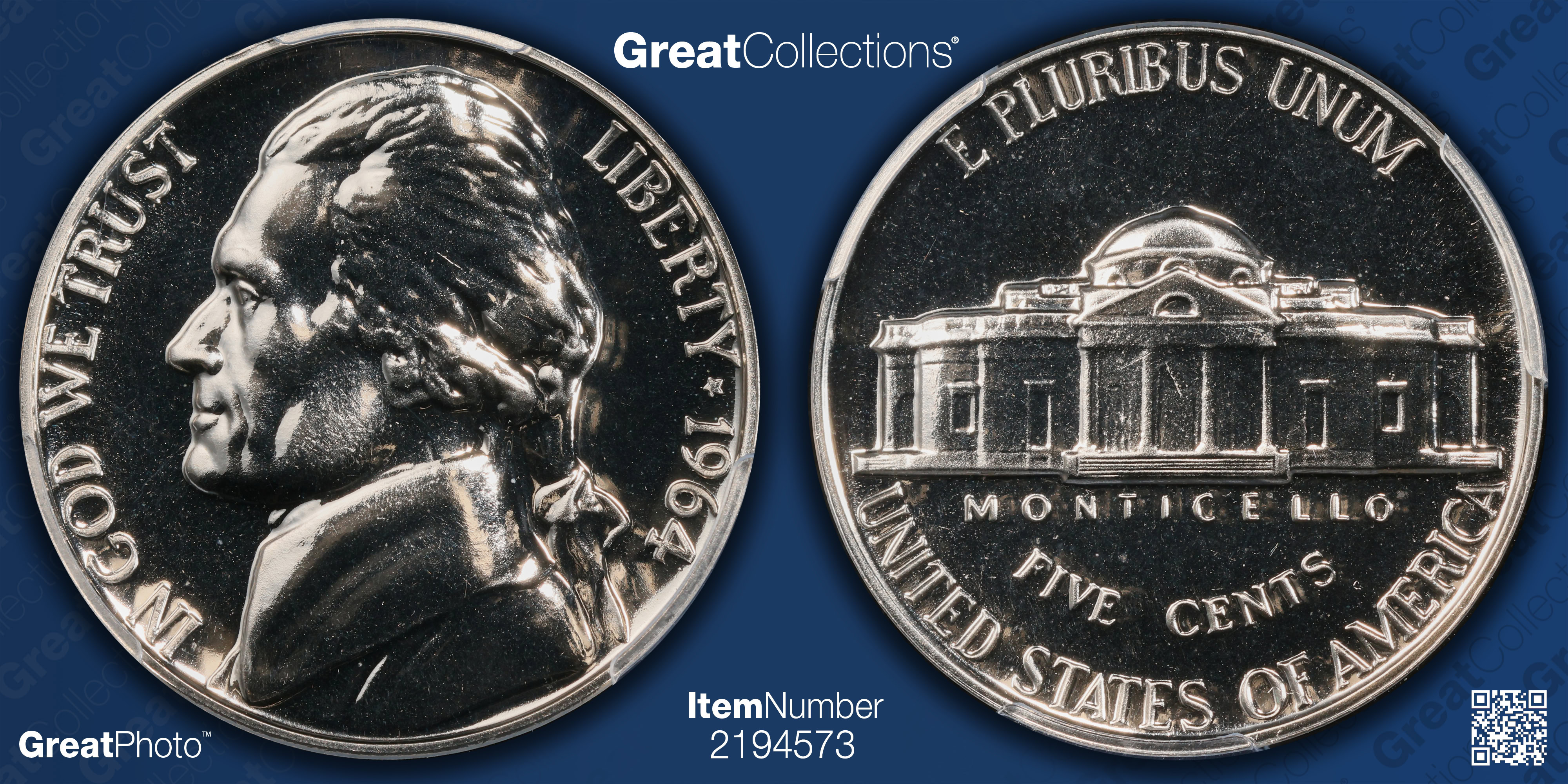 1964 Jefferson Nickel PCGS Proof-69 (Item 2194573